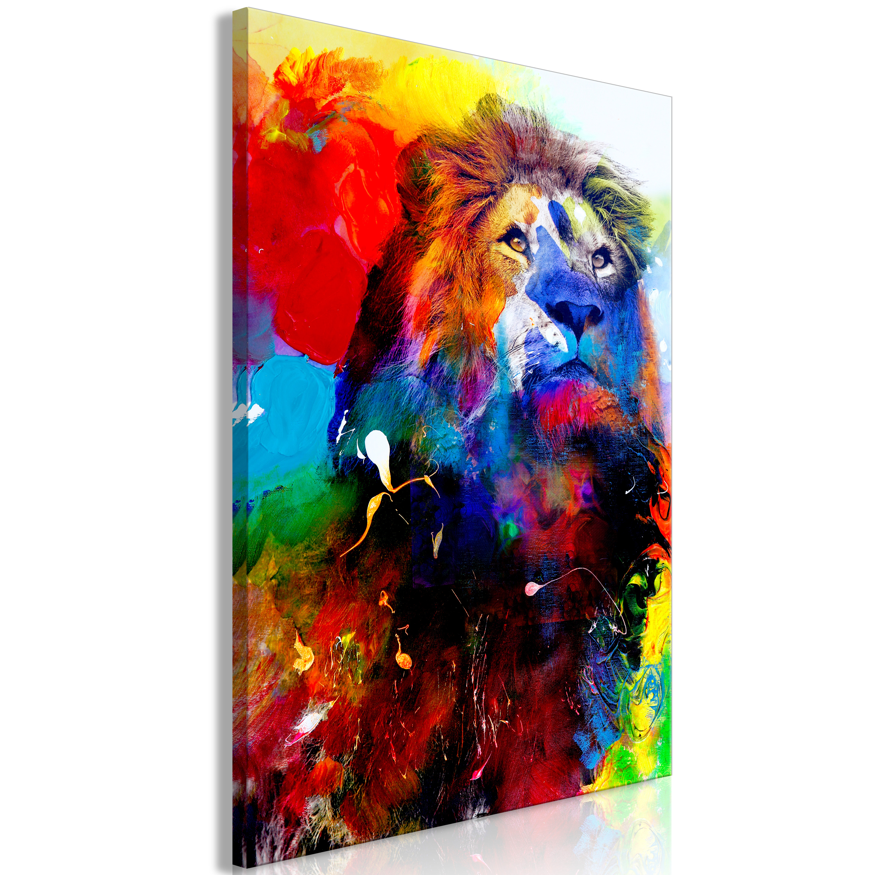 Canvas Print - Lion and Watercolours (1 Part) Vertical - 80x120