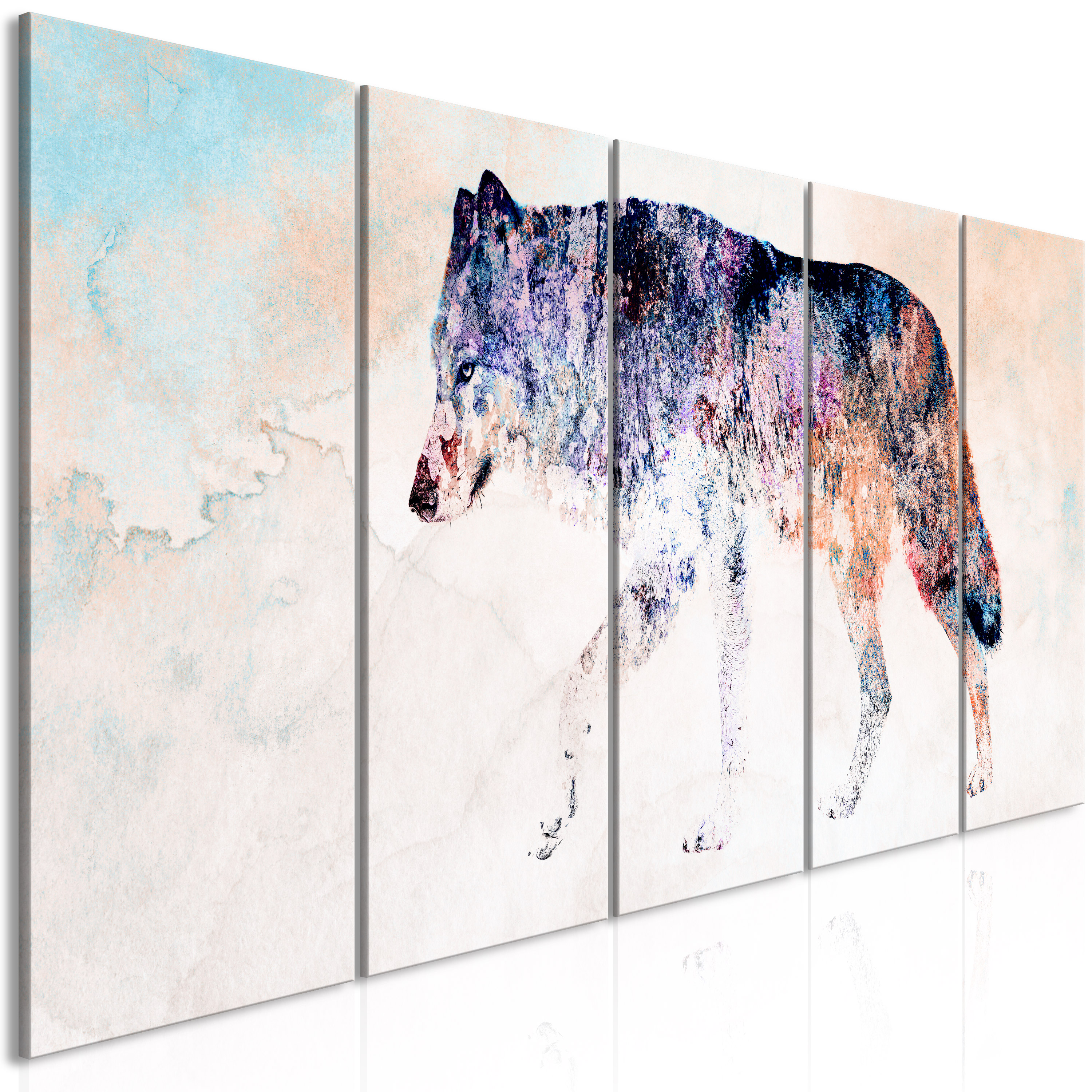 Canvas Print - Lonely Wolf (5 Parts) Narrow - 225x90