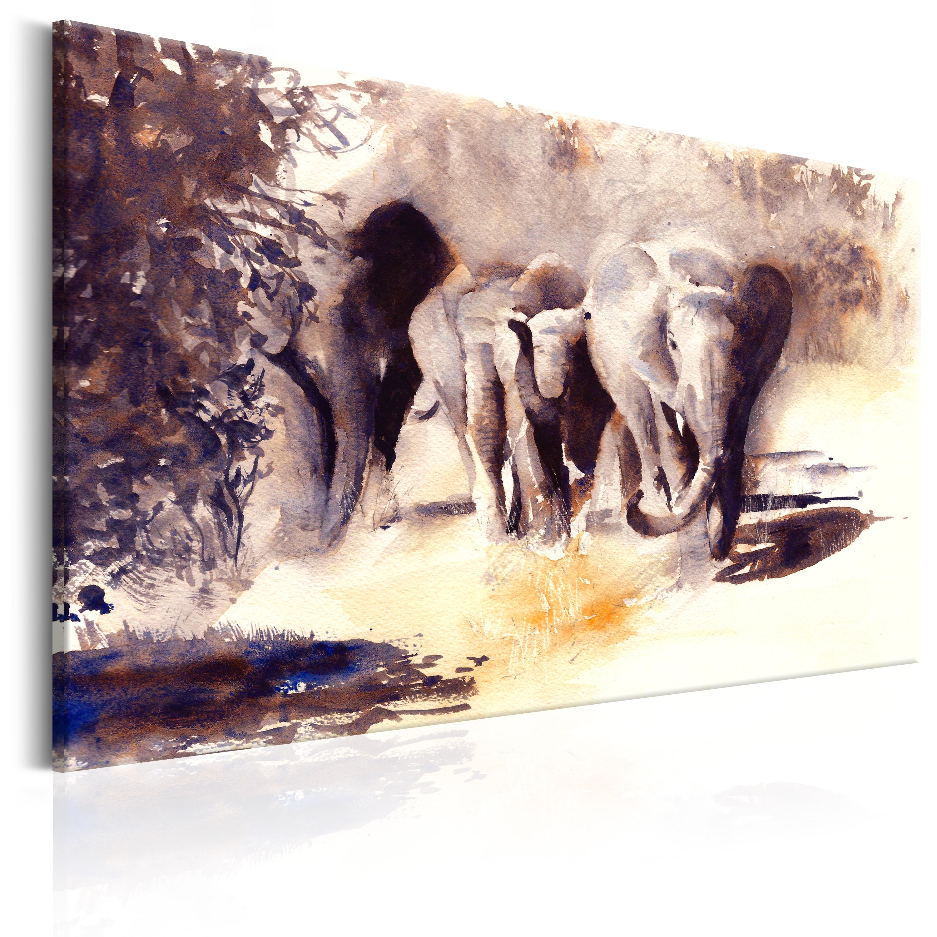 Canvas Print - Watercolour Elephants - 120x80