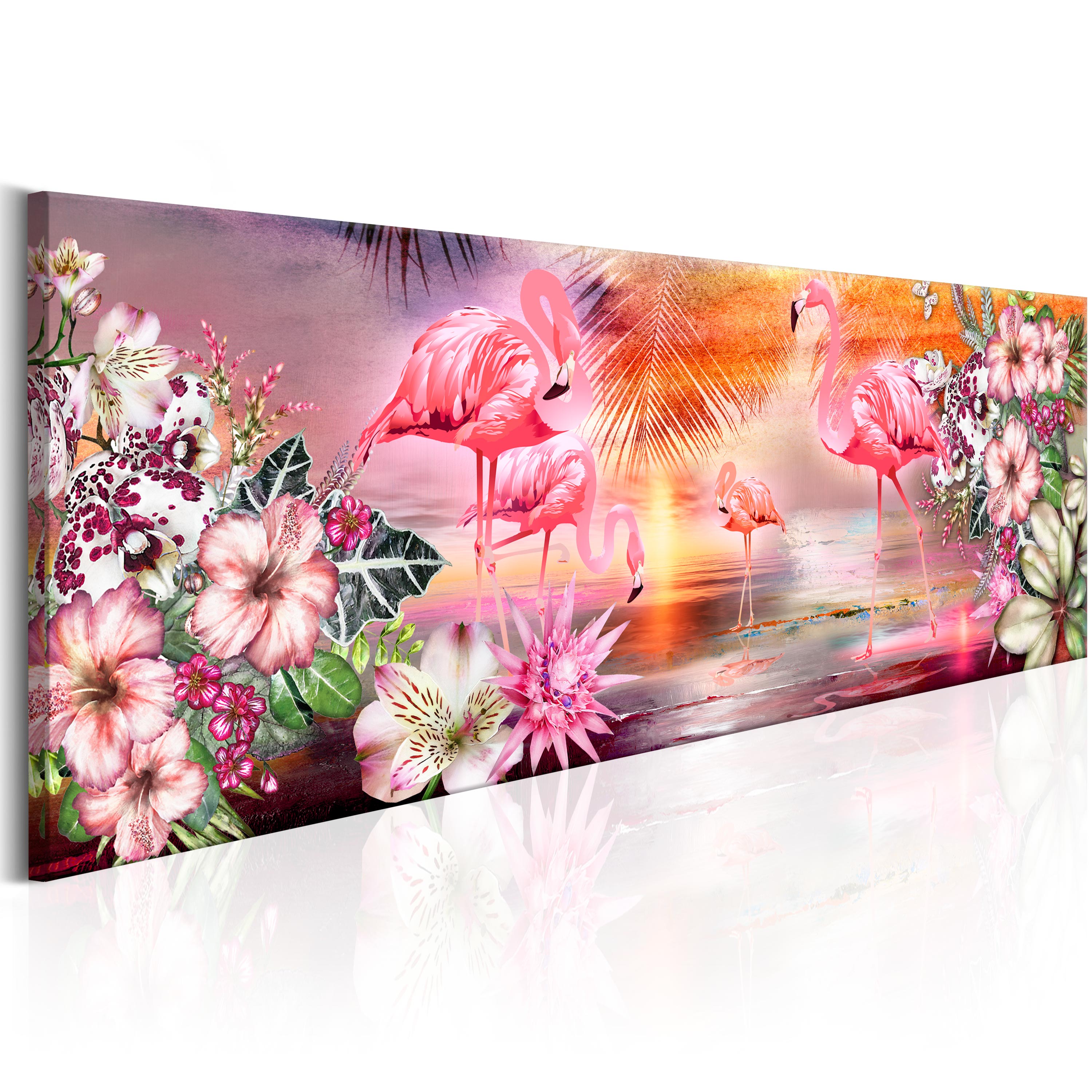 Canvas Print - Flamingoes Land - 135x45