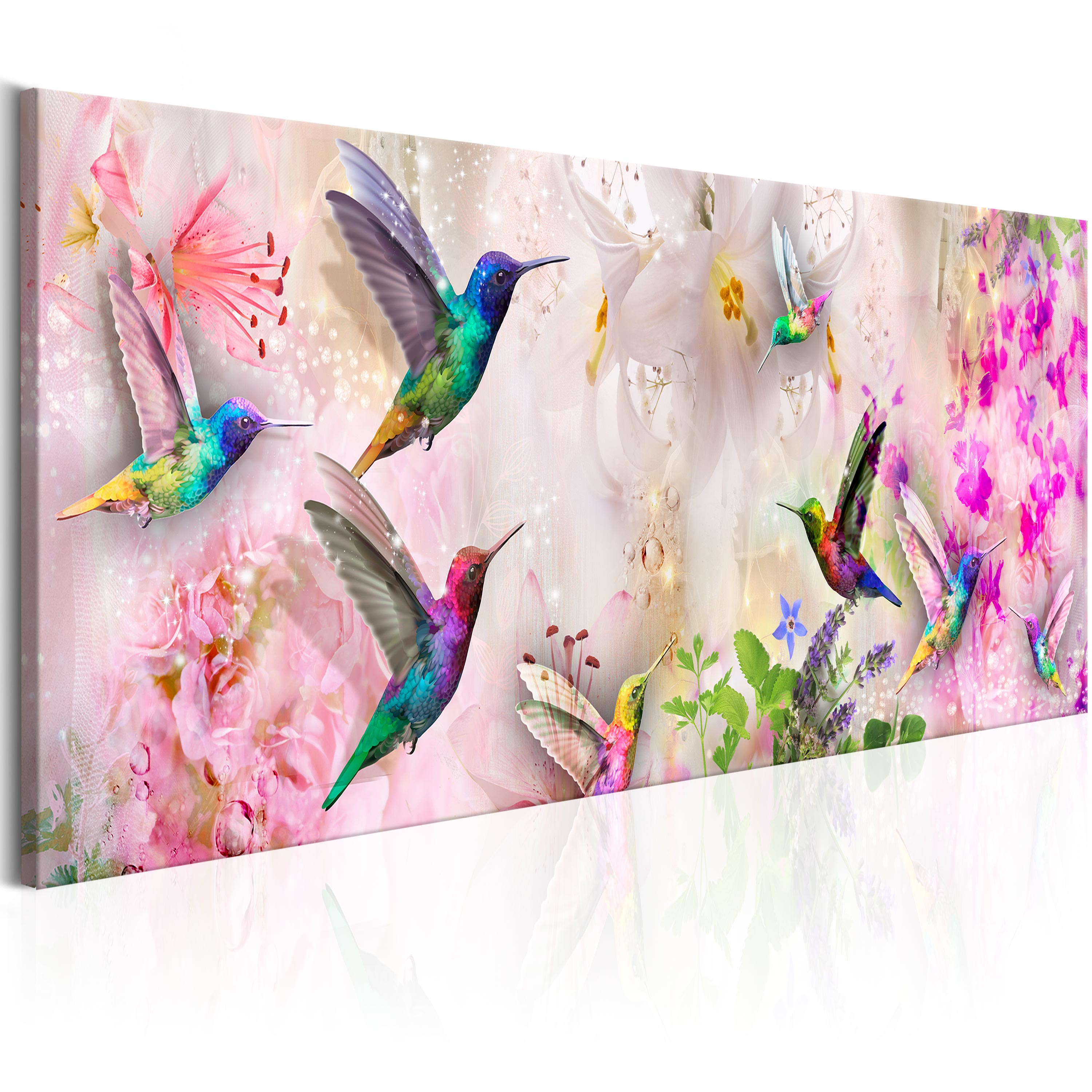 Canvas Print - Colourful Hummingbirds (1 Part) Narrow - 150x50