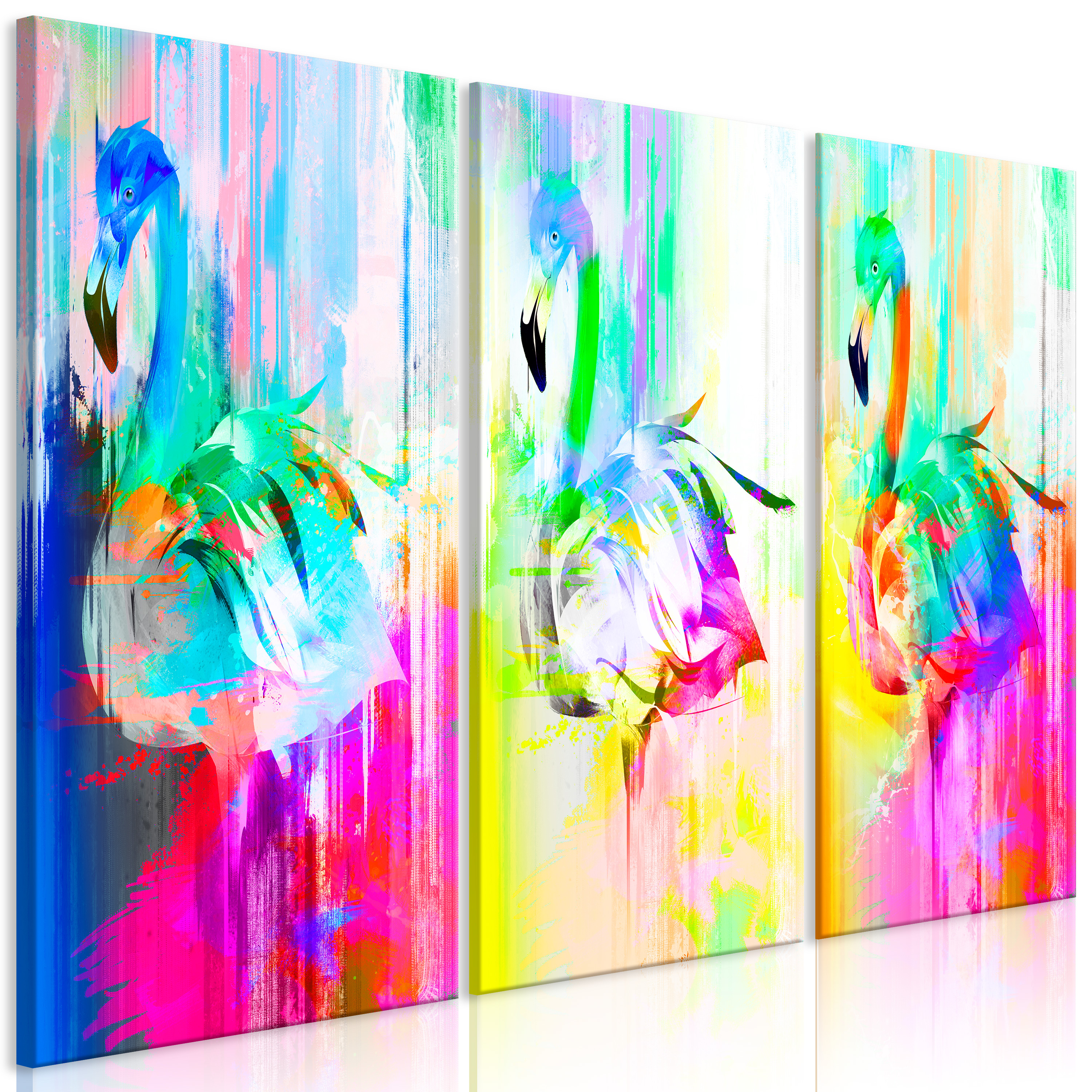 Canvas Print - Colourful Flamingos (3 Parts) - 90x60