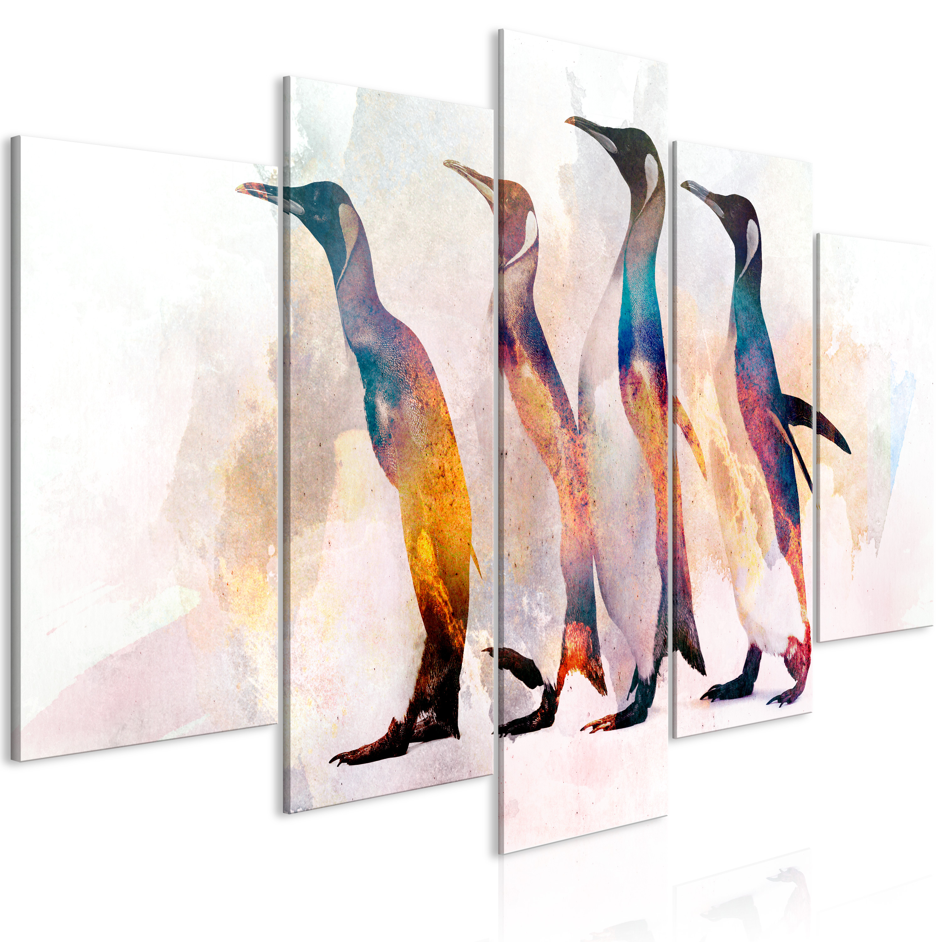 Canvas Print - Penguin Wandering (5 Parts) Wide - 100x50