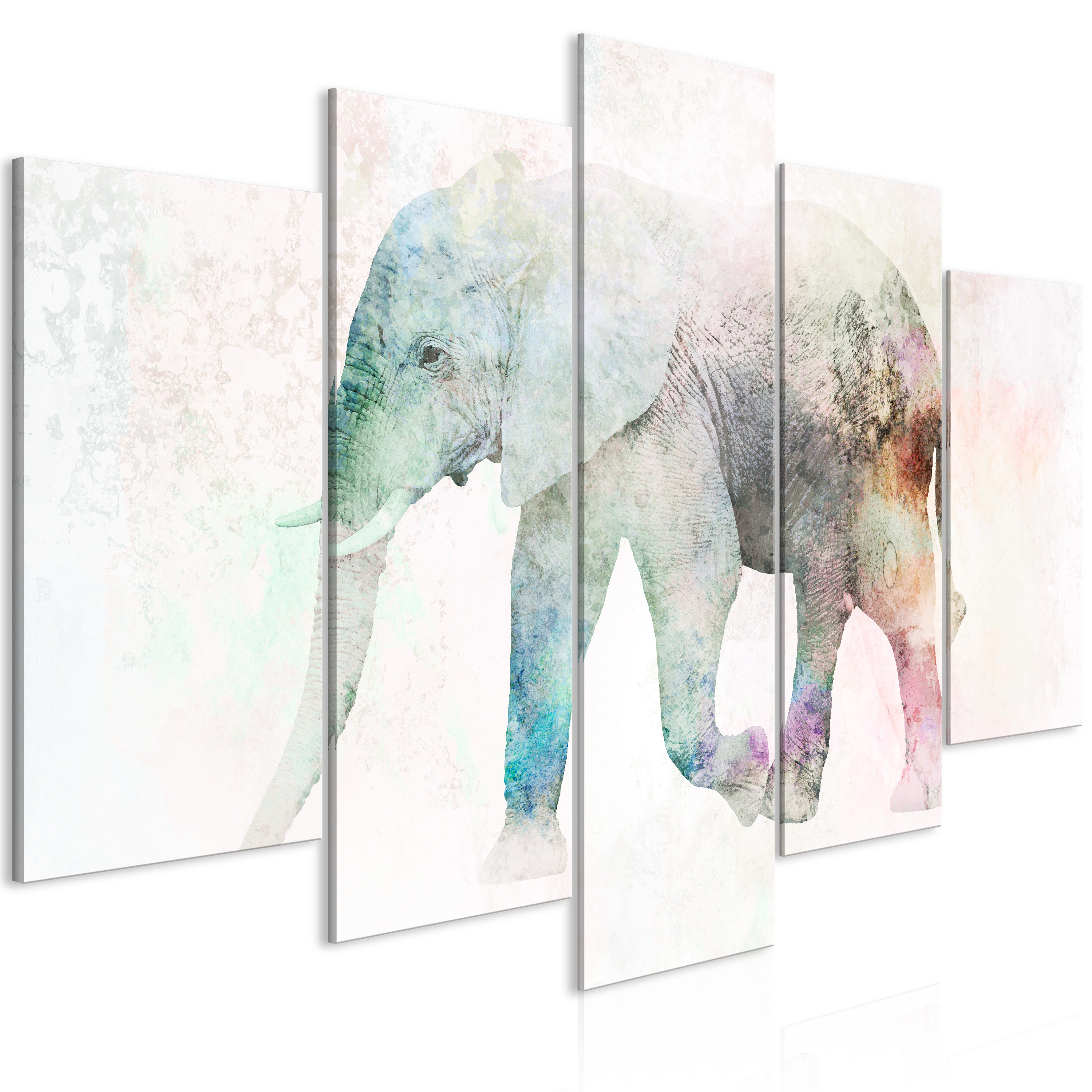 Canvas Print - Painted Elephant (5 Parts) Wide - 100x50