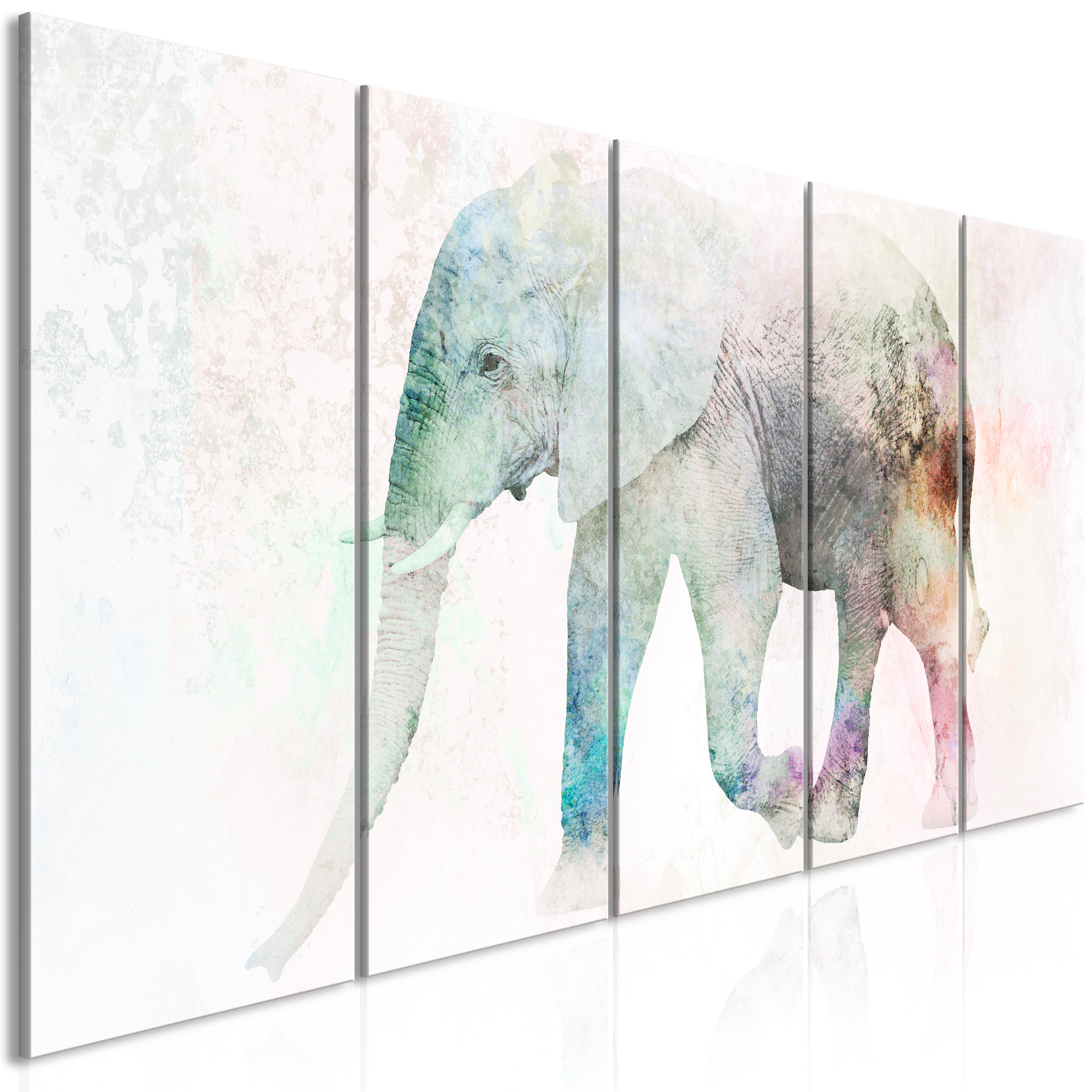 Canvas Print - Painted Elephant (5 Parts) Narrow - 100x40