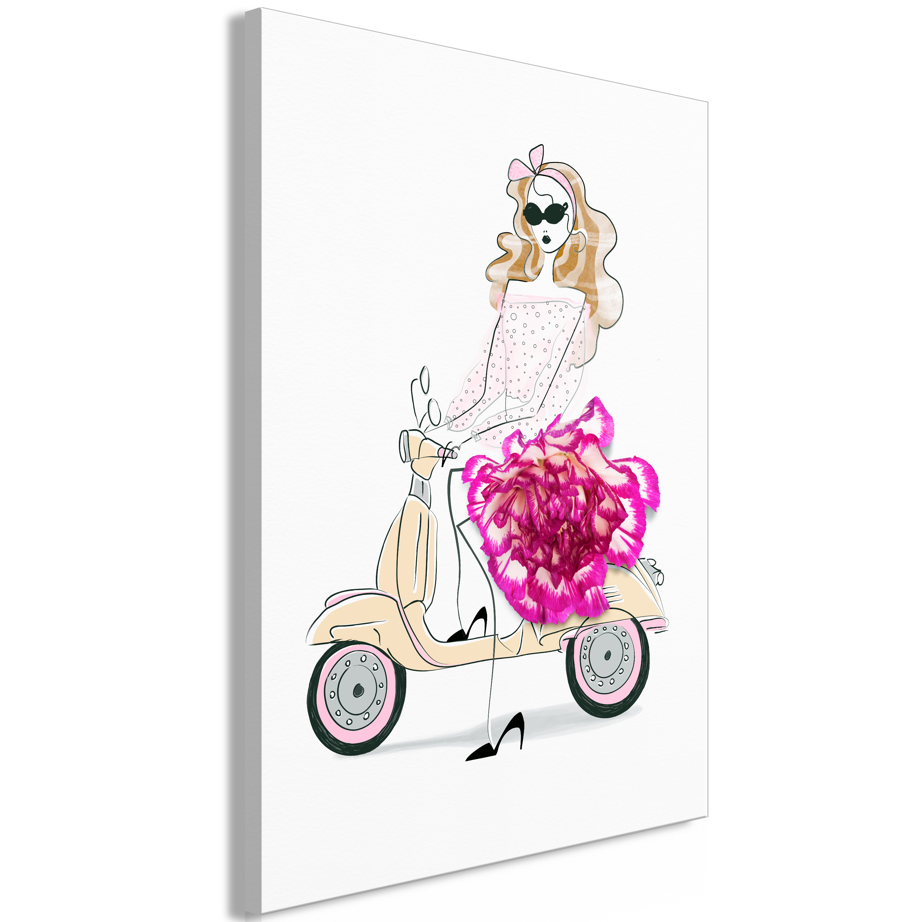 Canvas Print - Girl on a Scooter (1 Part) Vertical - 40x60