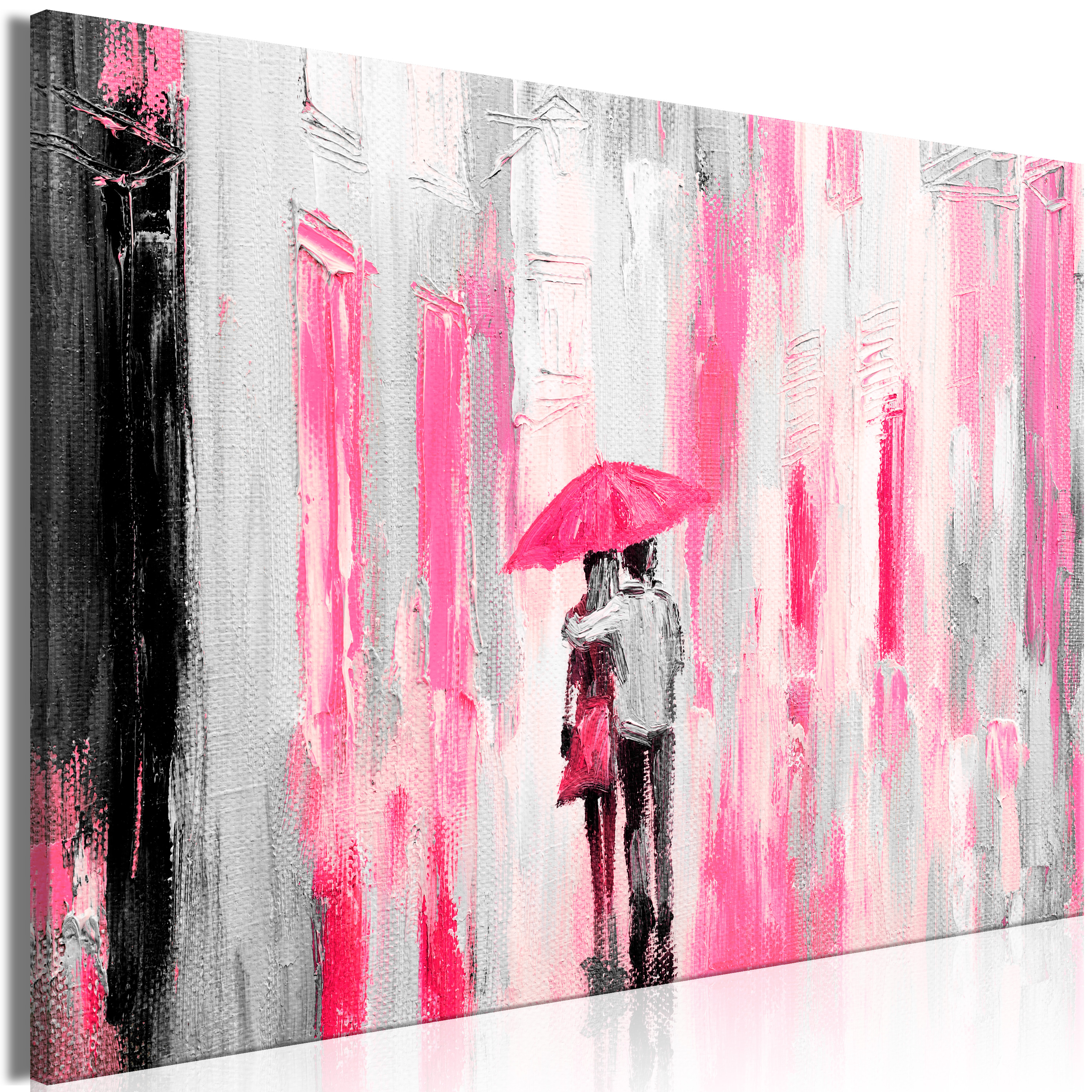 Canvas Print - Umbrella in Love (1 Part) Wide Pink - 90x60