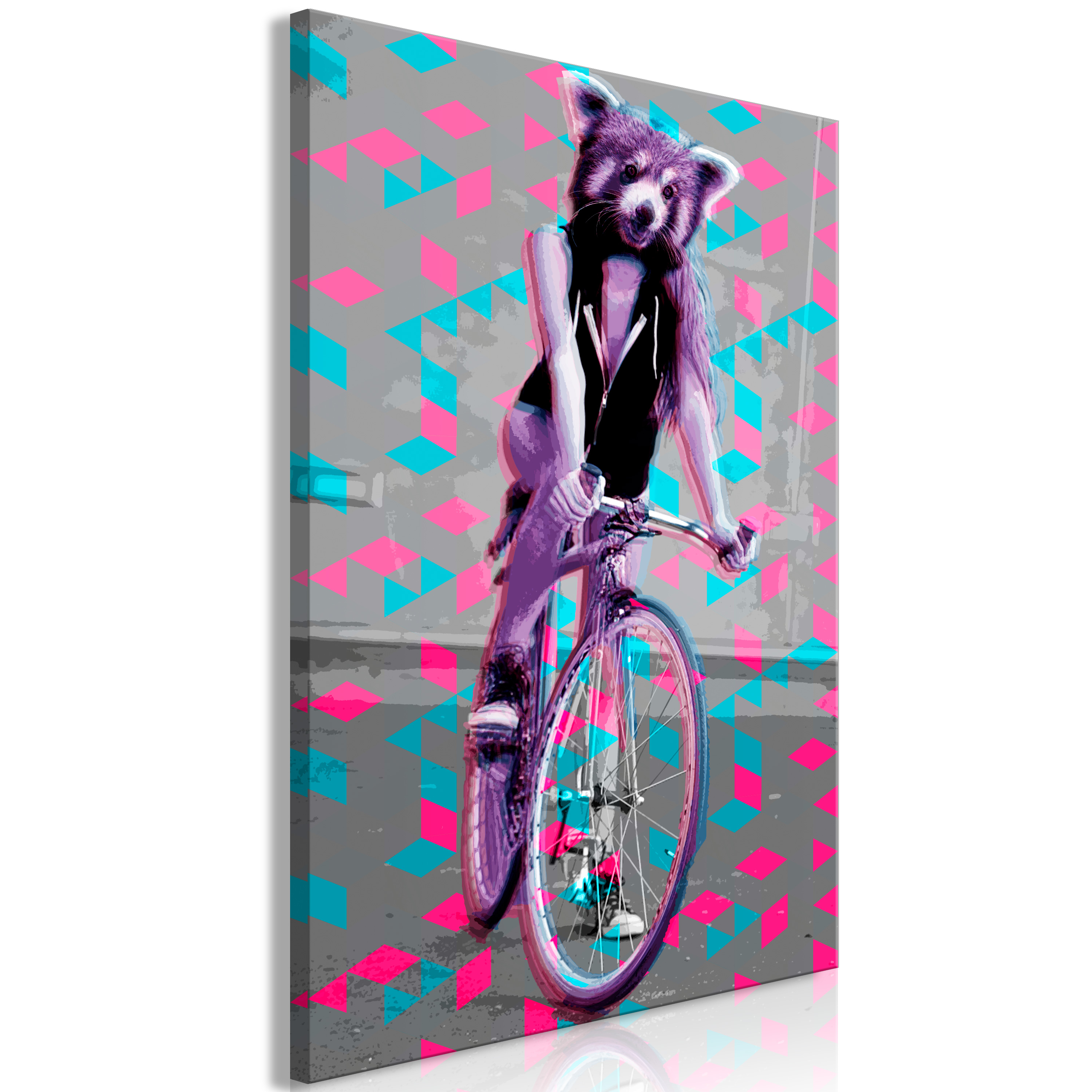 Canvas Print - Raccoon On The Bike (1 Part) Vertical - 40x60