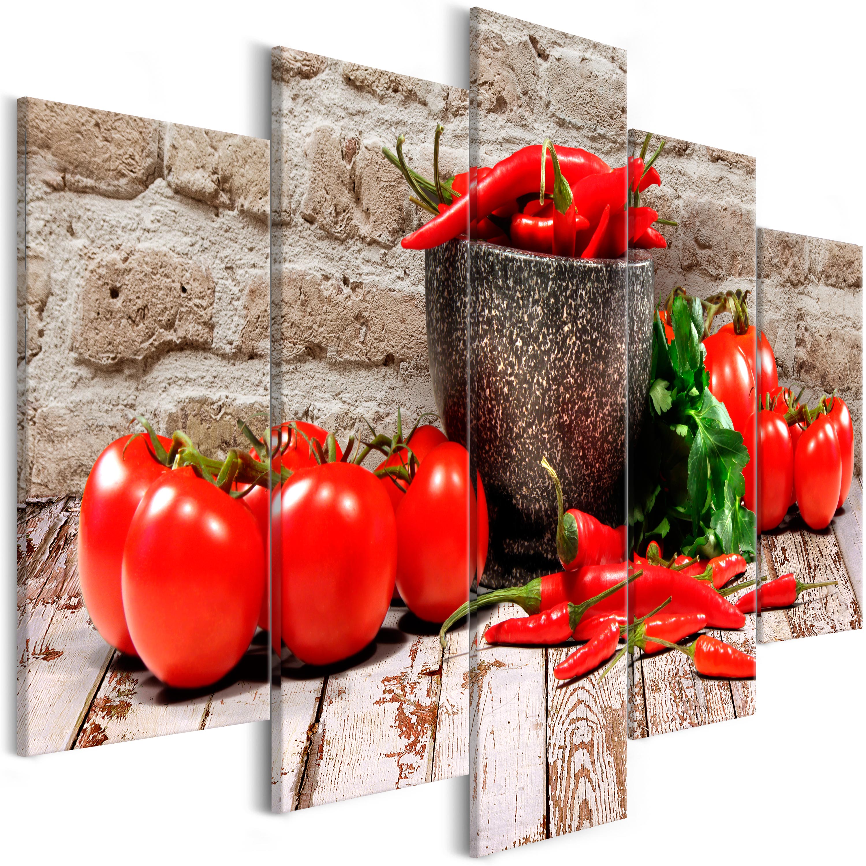 Canvas Print - Red Vegetables (5 Parts) Brick Wide - 200x100