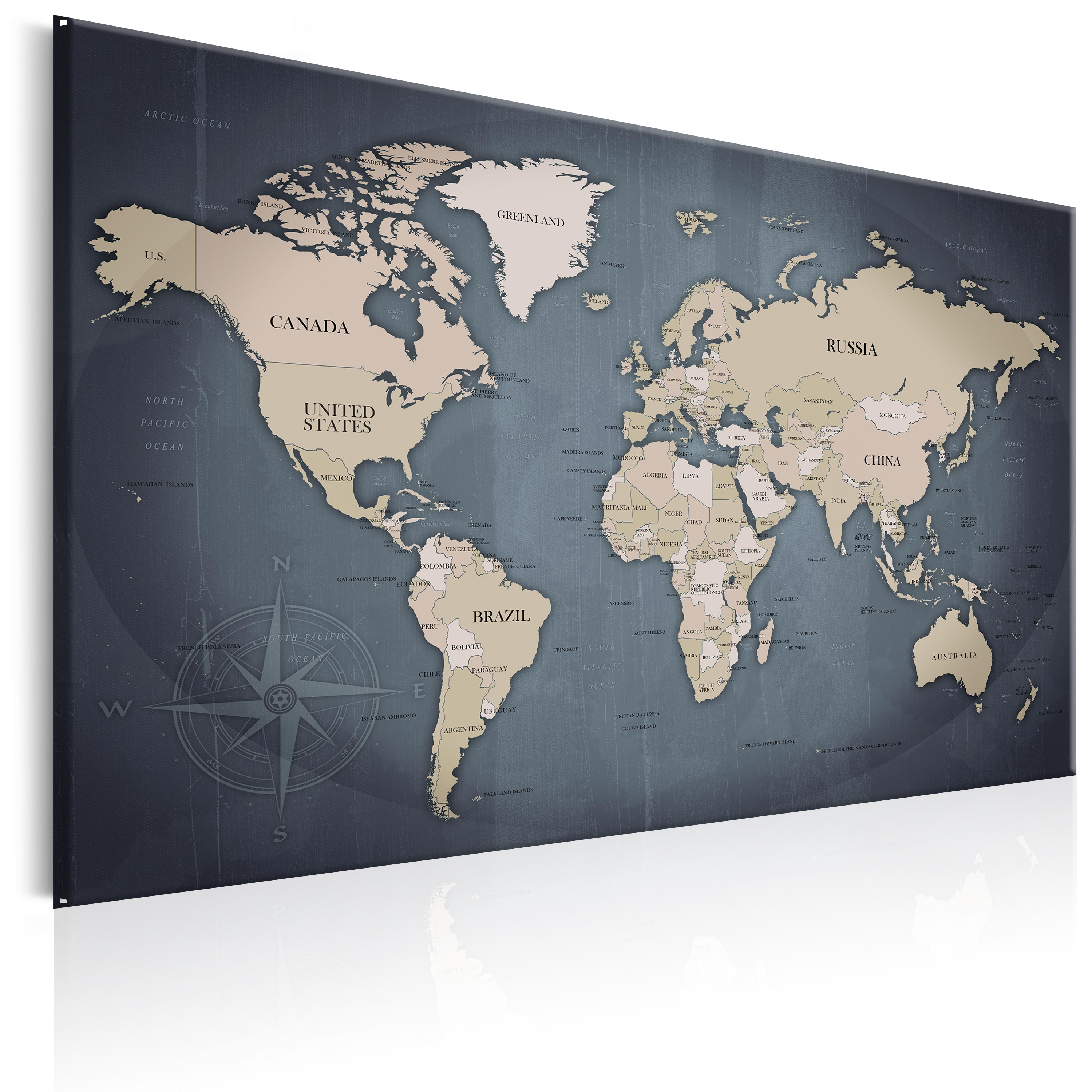 Canvas Print - World Map: Shades of Grey - 60x40