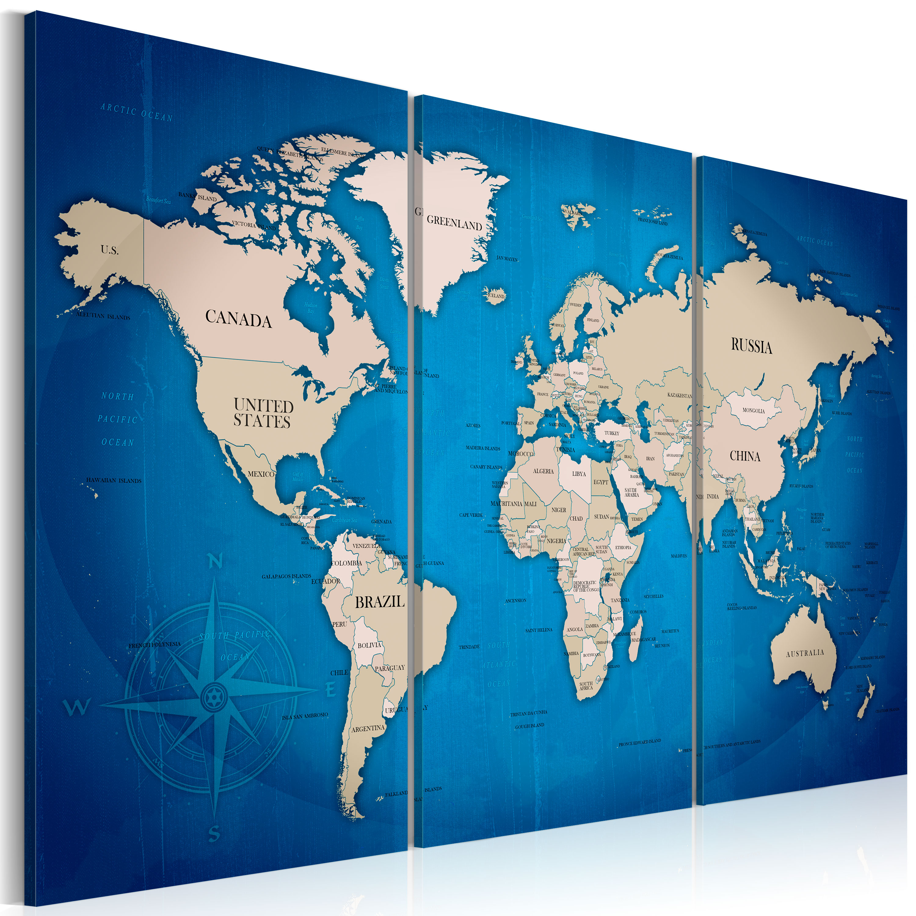 WORLD MAP Canvas Print Framed Wall Art Picture Image k-A-0058-b-f