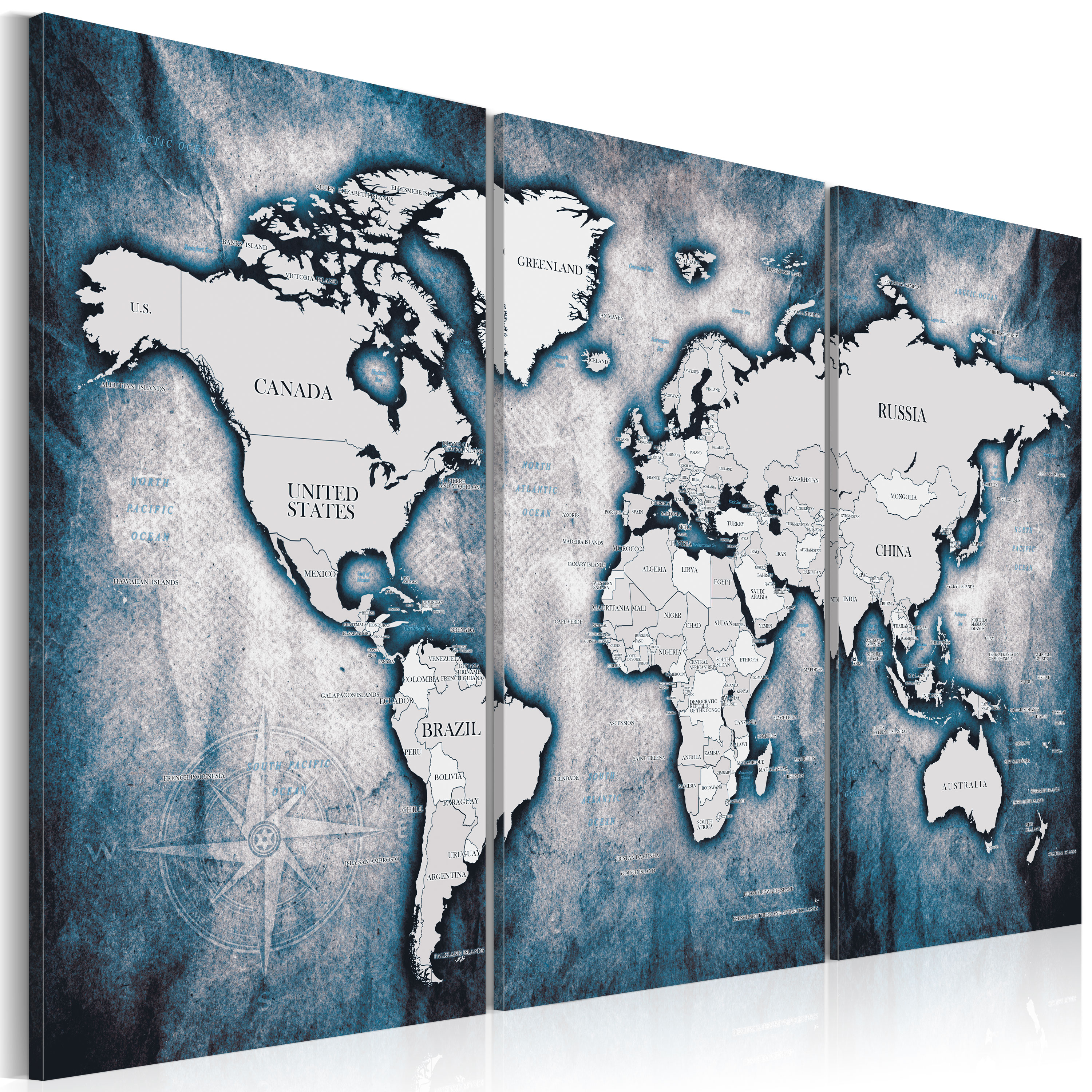 Canvas Print - World Map: Ink Triptych - 120x80