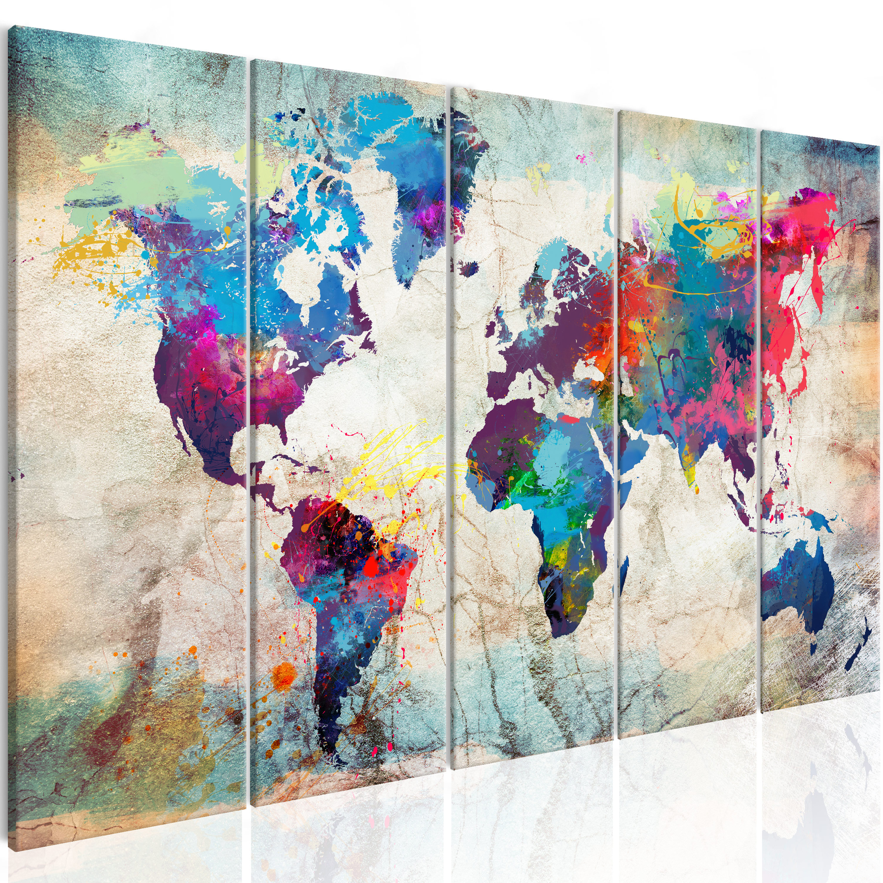 Canvas Print - World Map: Cracked Wall - 225x90