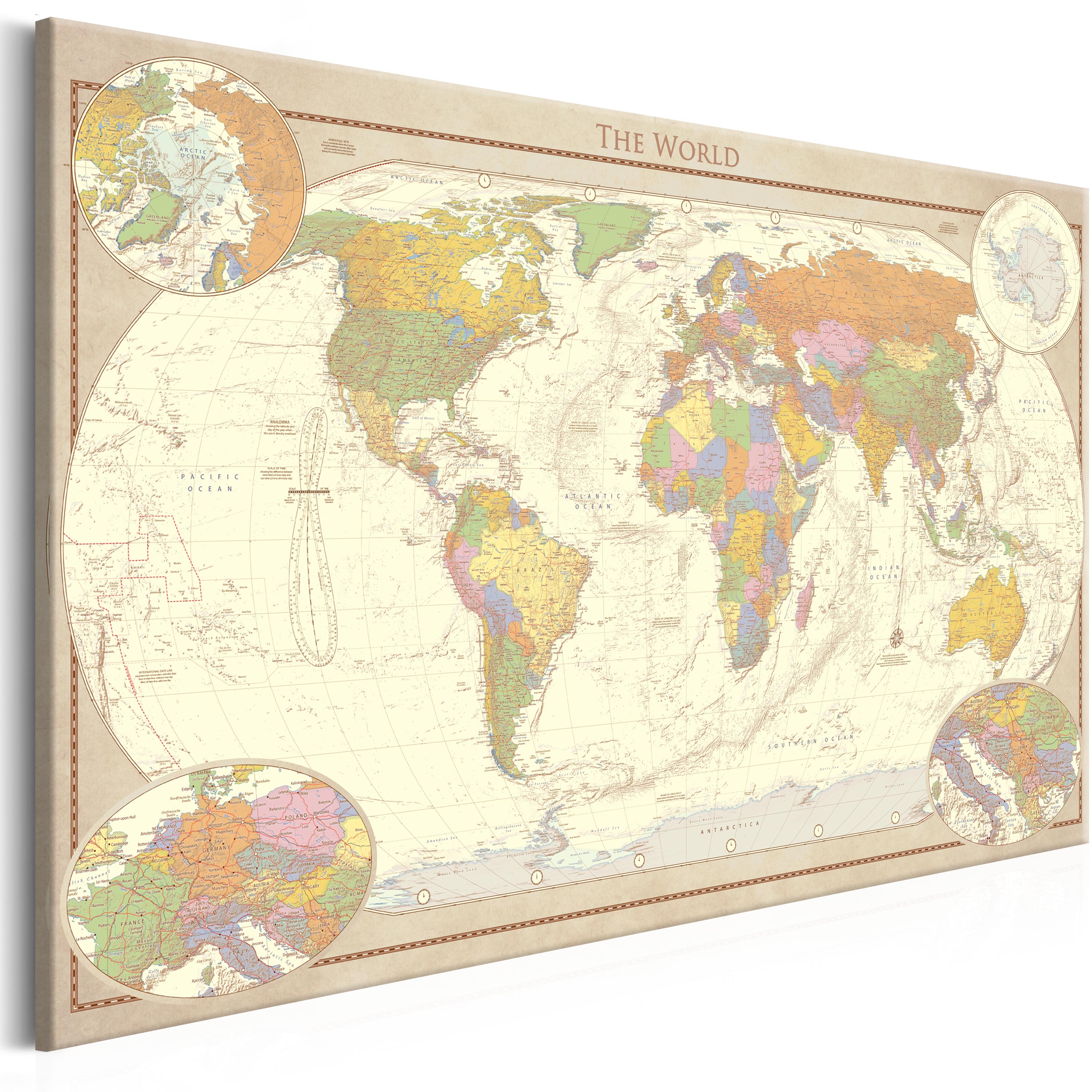 Canvas Print - Cream World Map - 90x60