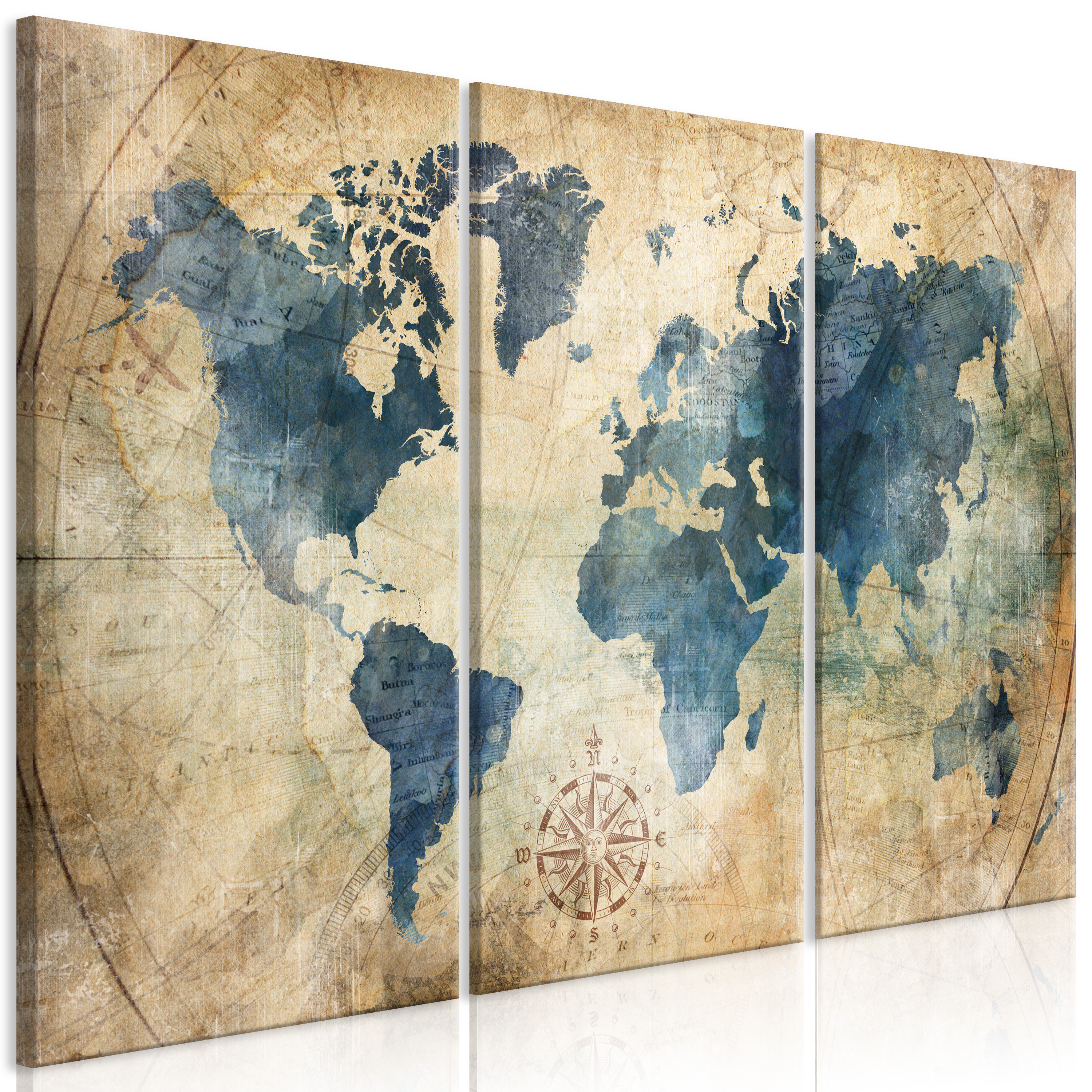 Non-woven Canvas Print World Map Framed Wall Art Picture Image k-A-0415-b-m 