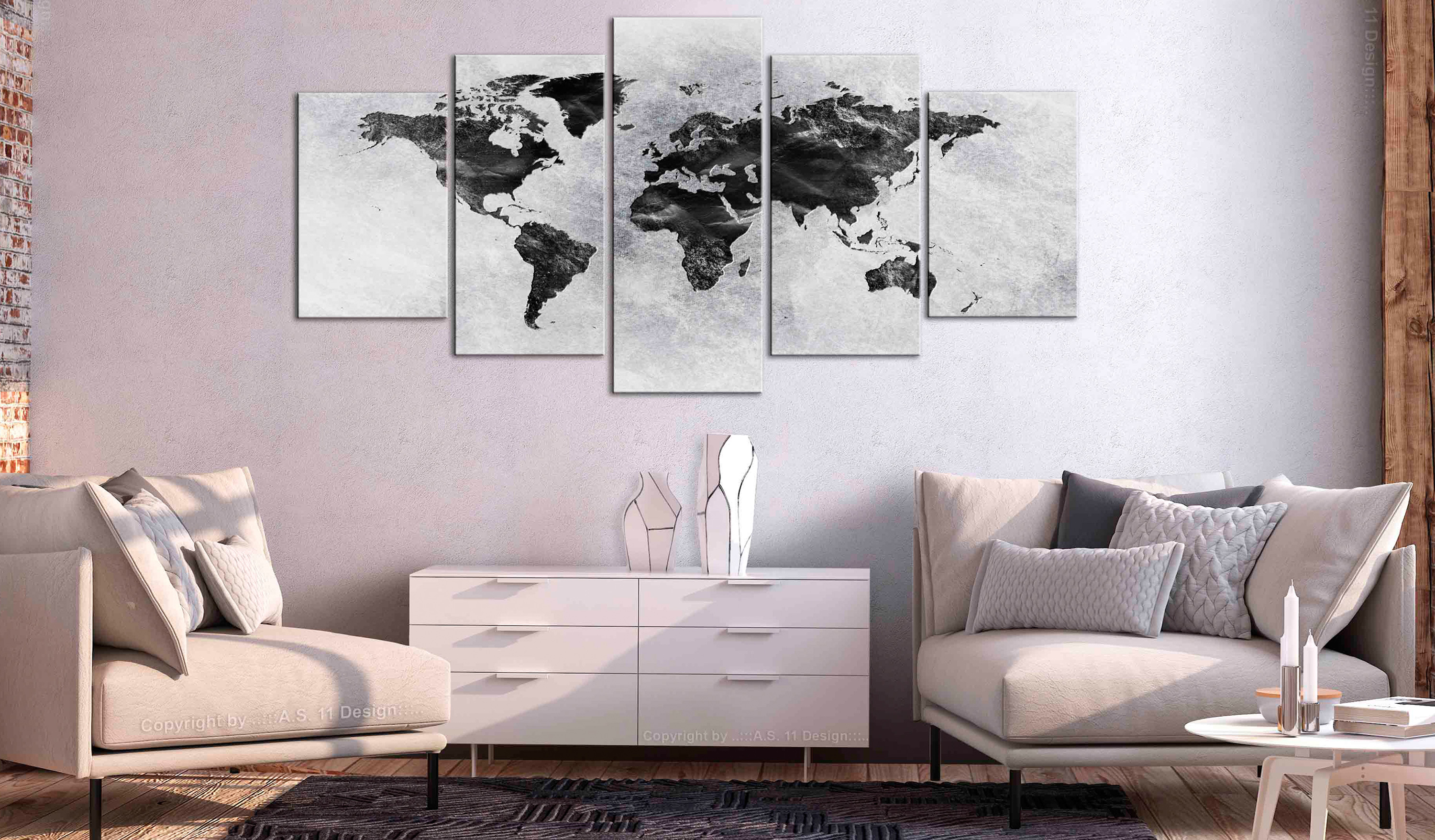 MAPPA DEL MONDO Quadro su Tela TNT Stampe Immagini Murale Quadri k-A-0430-b-m - Picture 9 of 25