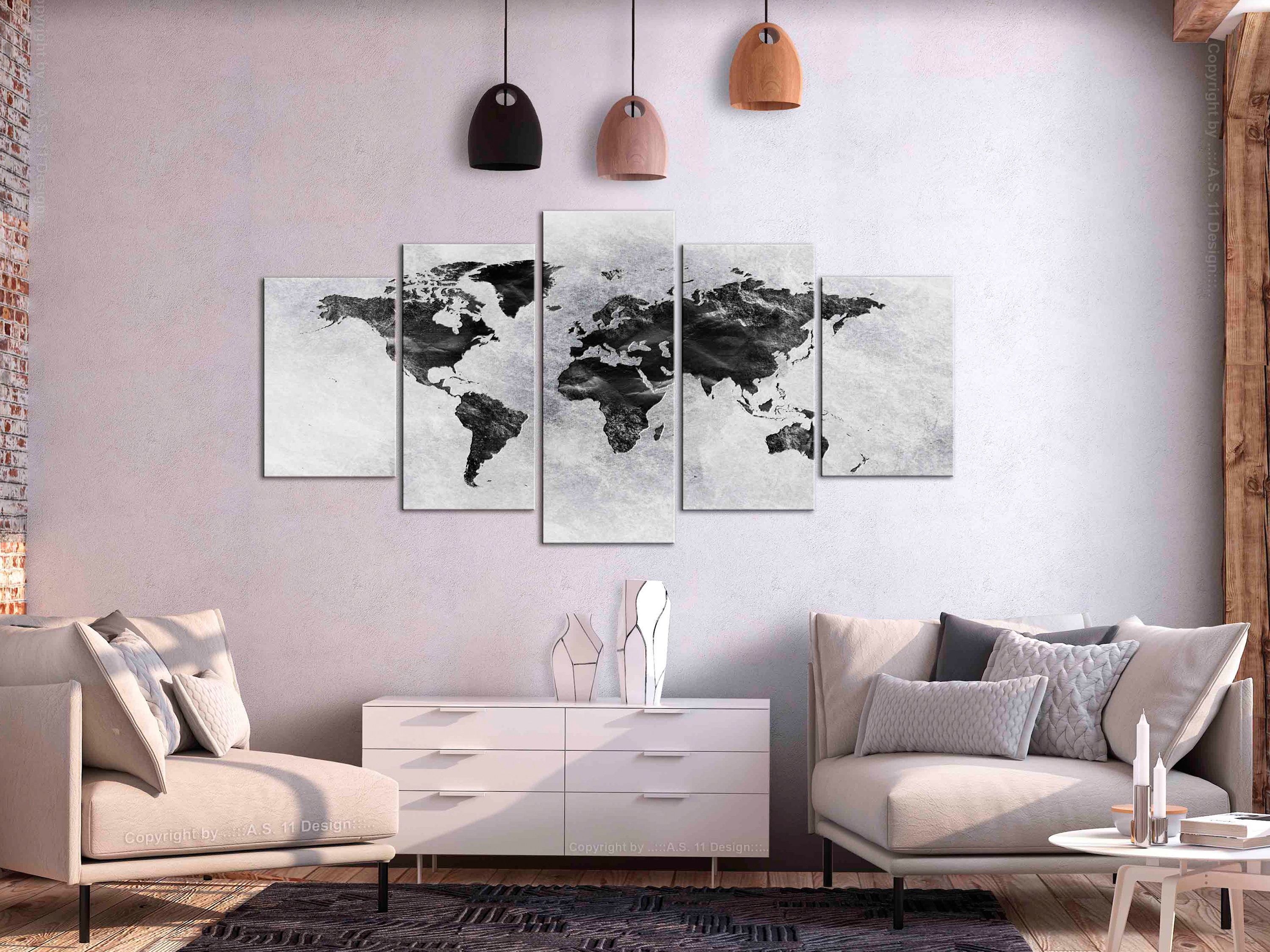 MAPPA DEL MONDO Quadro su Tela TNT Stampe Immagini Murale Quadri k-A-0430-b-m - Picture 11 of 25