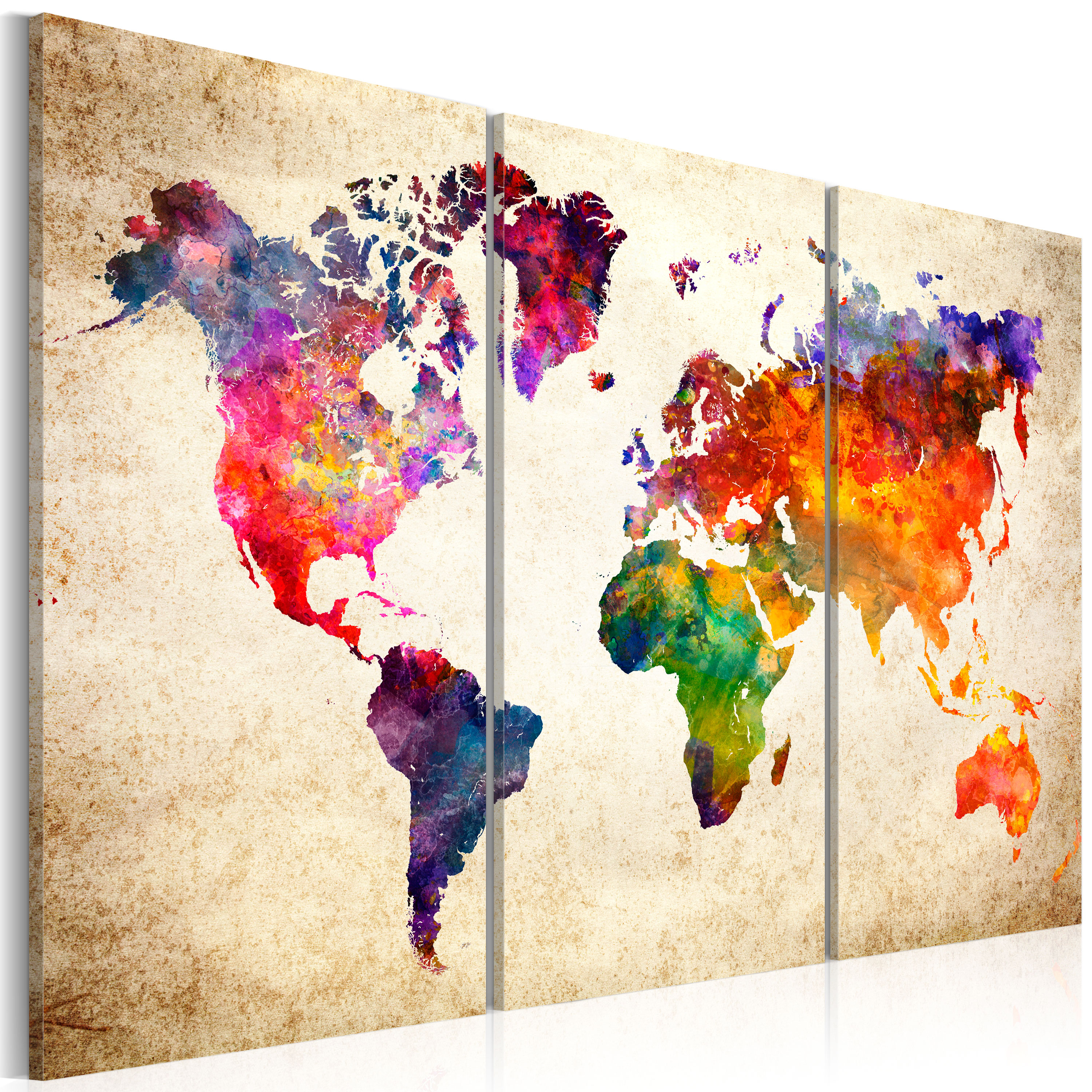 Canvas Print - The World's Map in Watercolor - 90x60