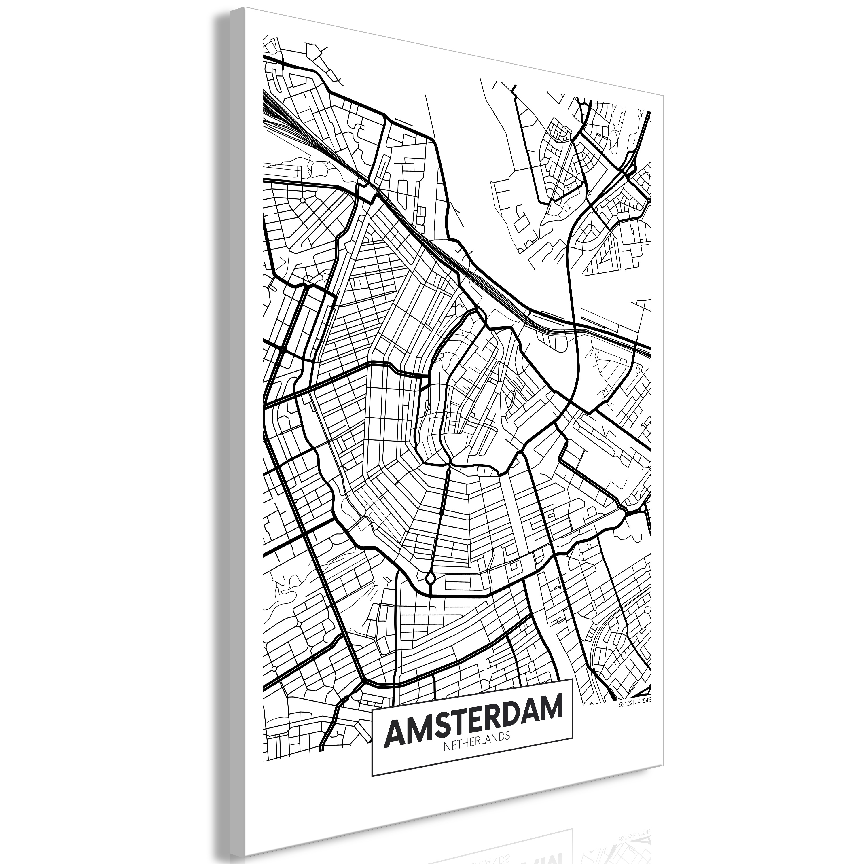 Canvas Print - Map of Amsterdam (1 Part) Vertical - 80x120