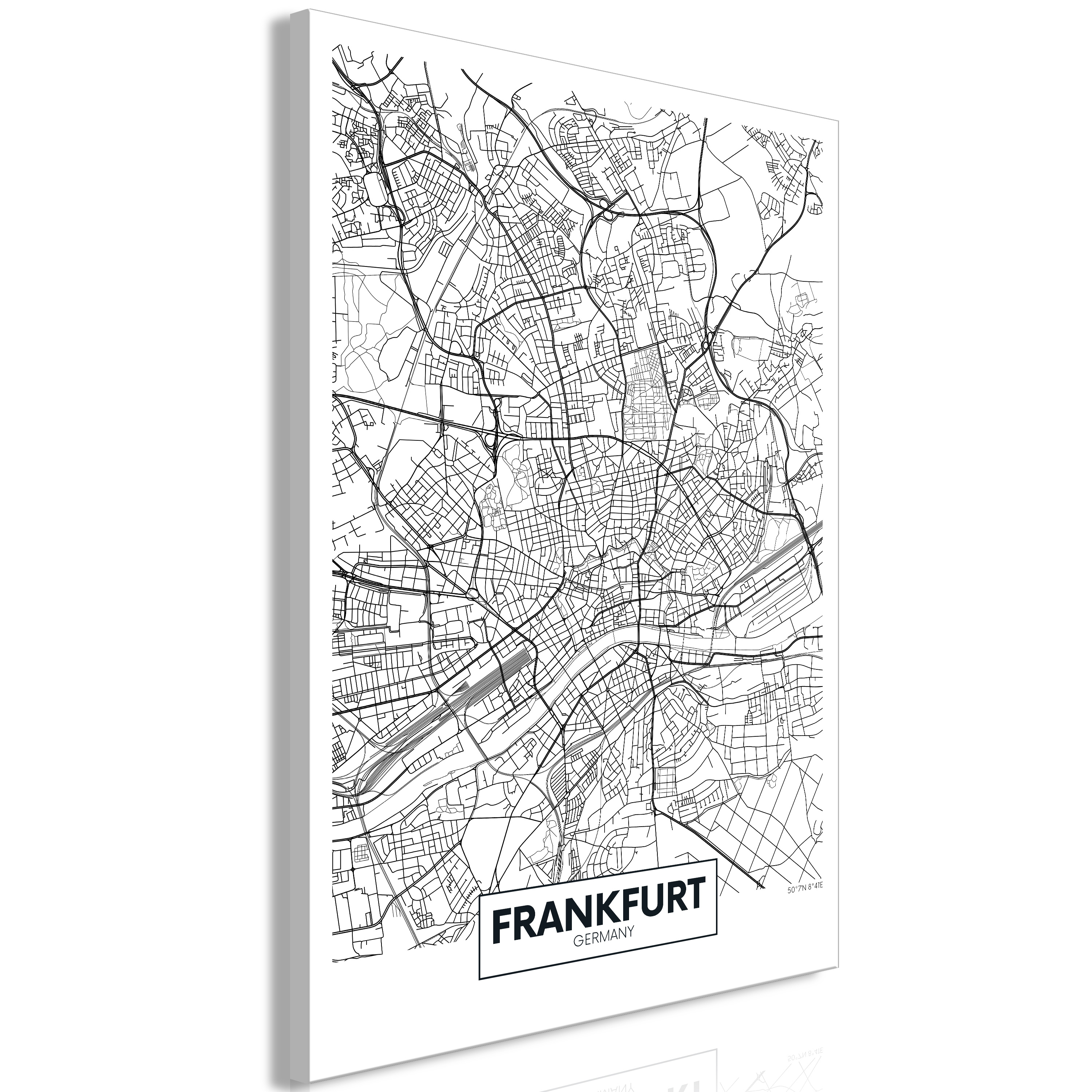 Canvas Print - Map of Frankfurt (1 Part) Vertical - 80x120