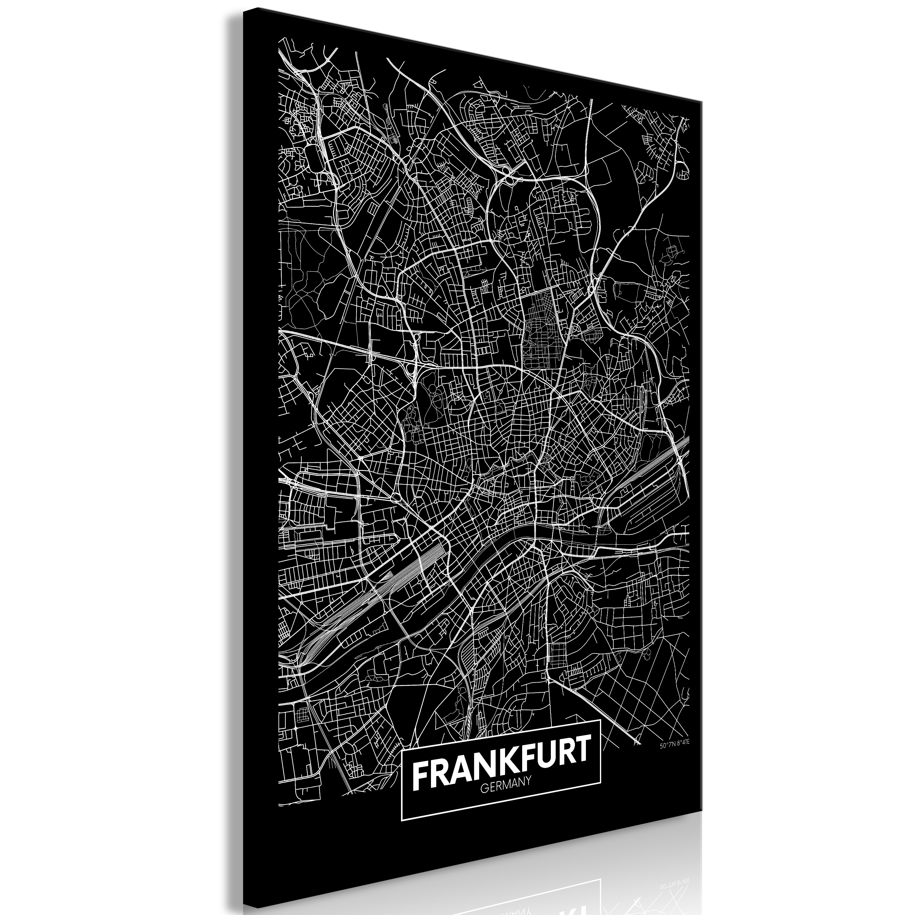 Canvas Print - Dark Map of Frankfurt (1 Part) Vertical - 40x60