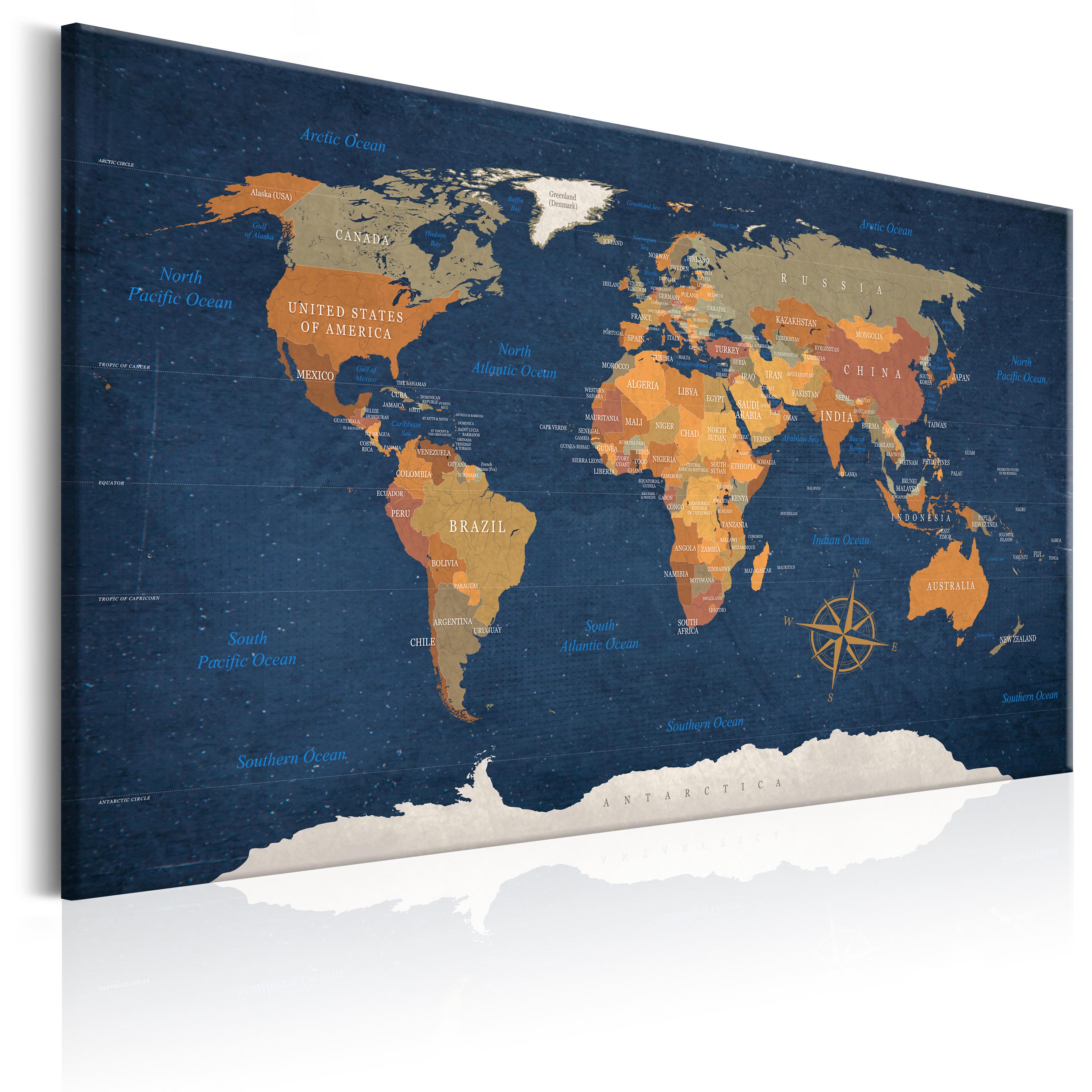 Canvas Print - World Map: Ink Oceans - 60x40