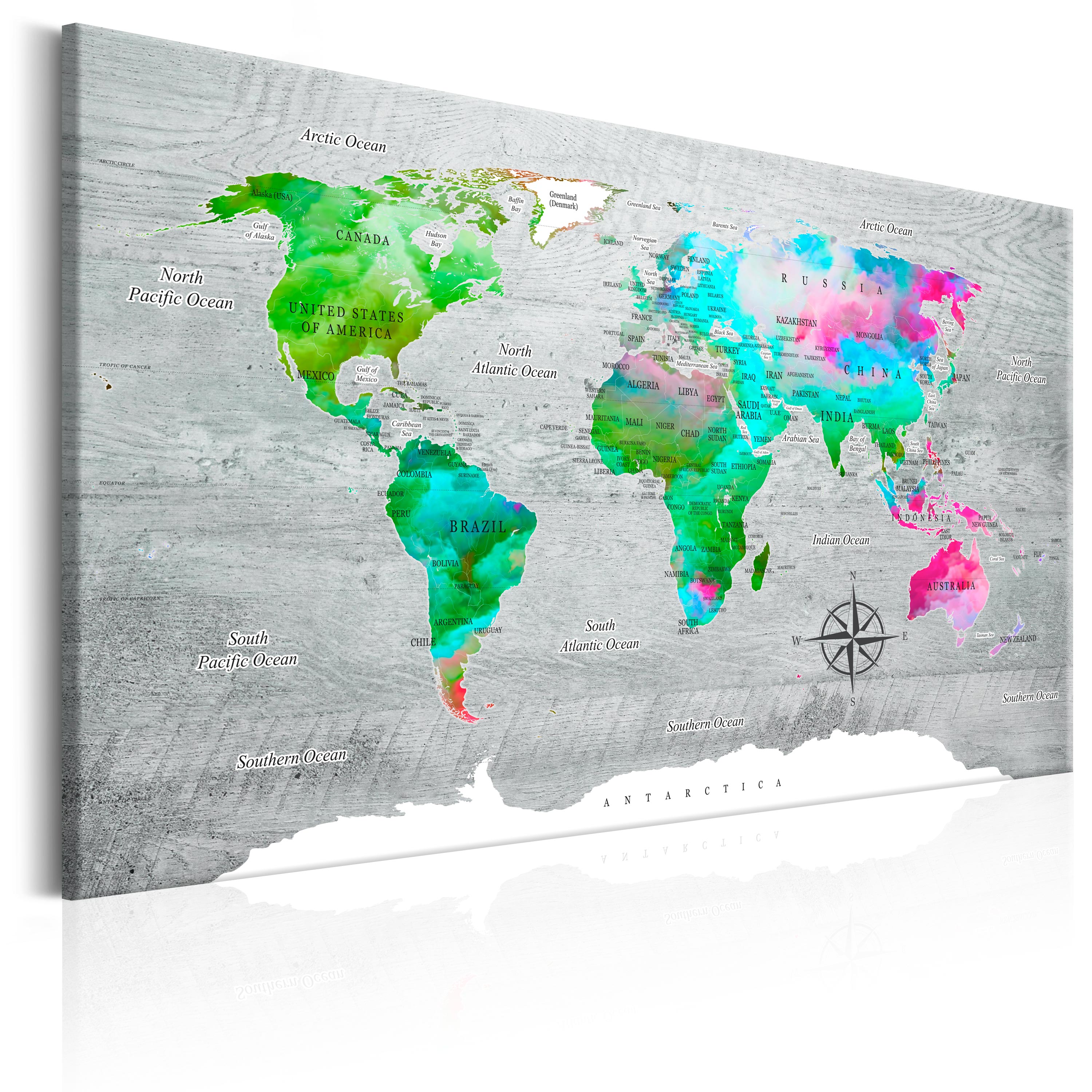 Canvas Print - World Map: Green Paradise - 120x80
