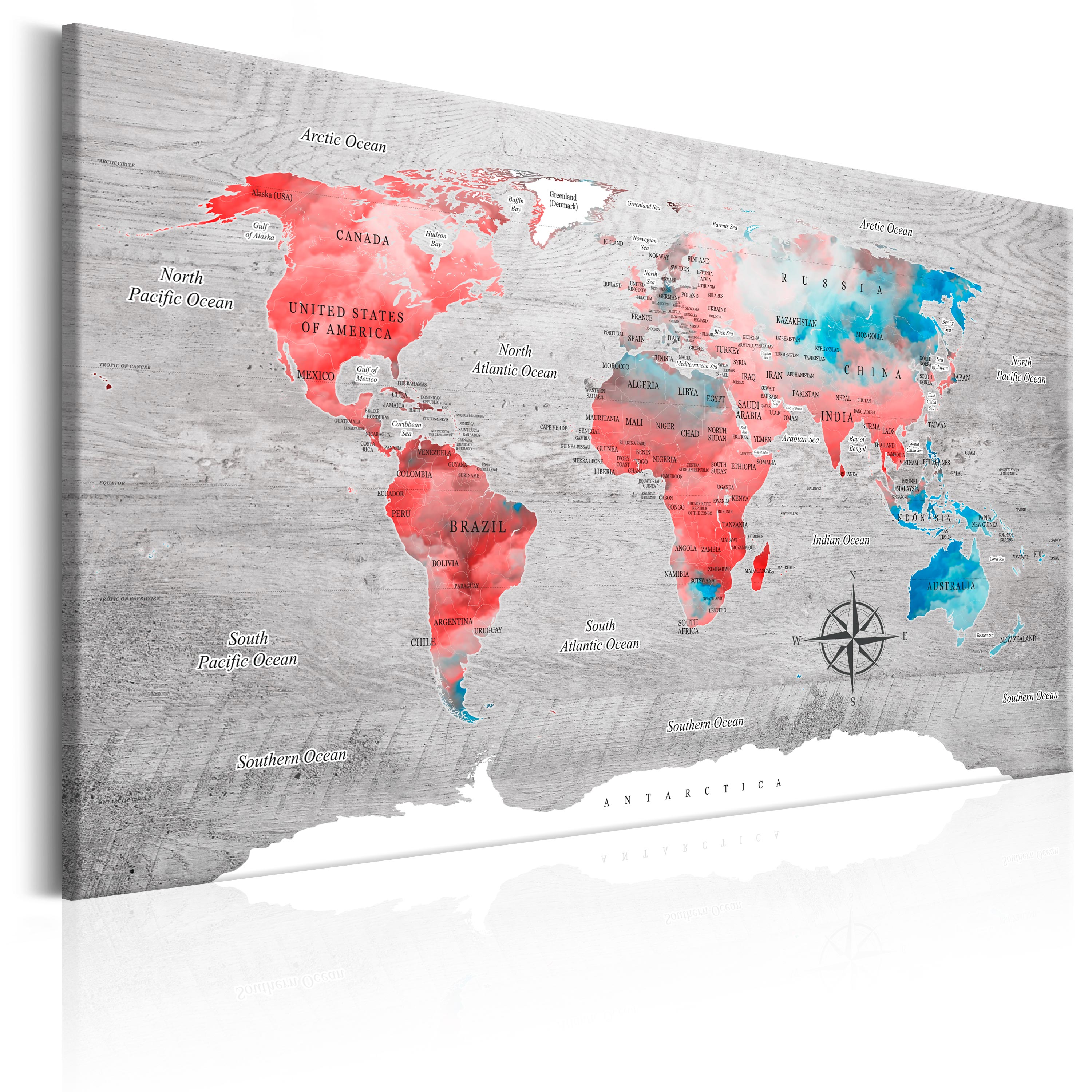 Canvas Print - World Map: Red Roam - 90x60