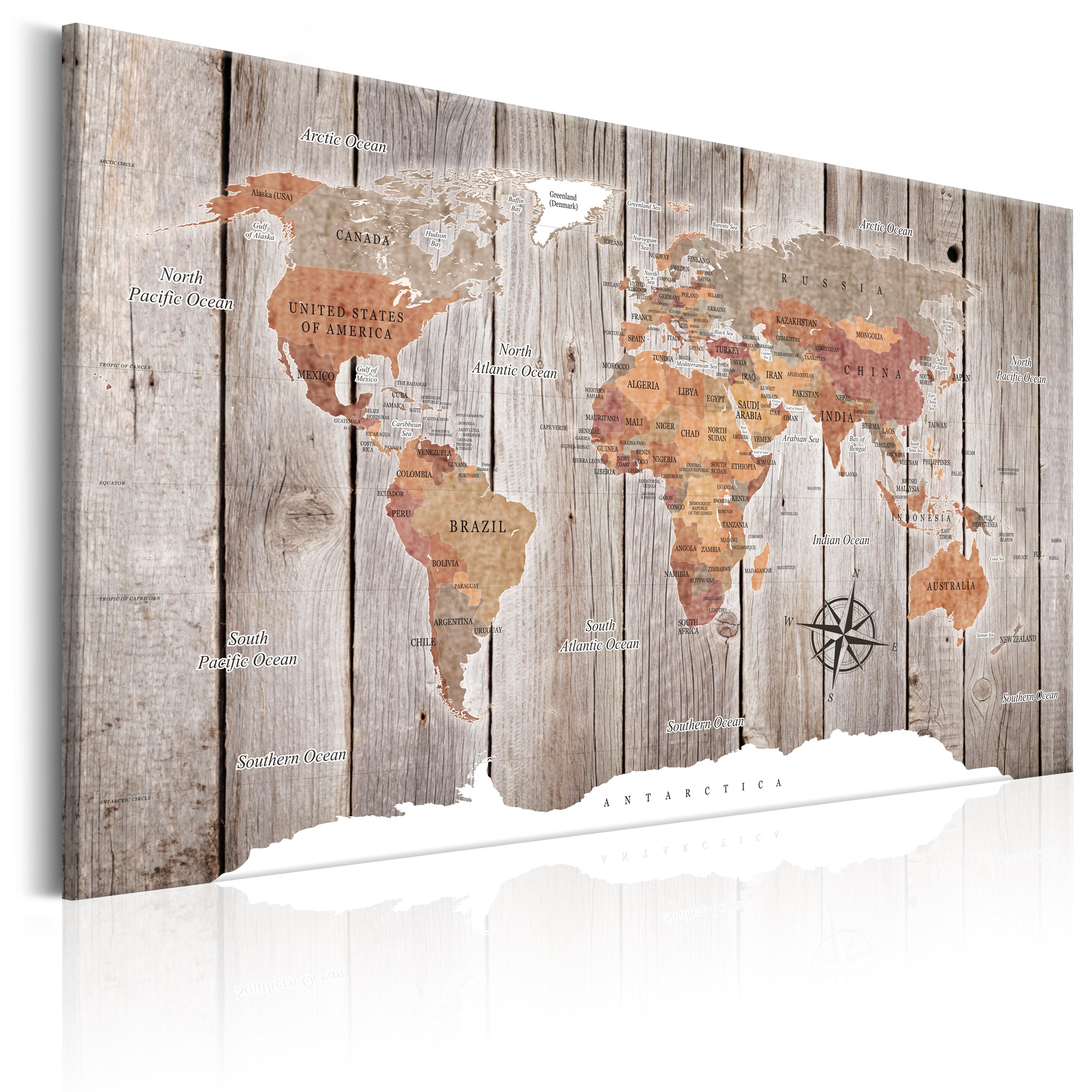 Canvas Print - World Map: Wooden Stories - 60x40