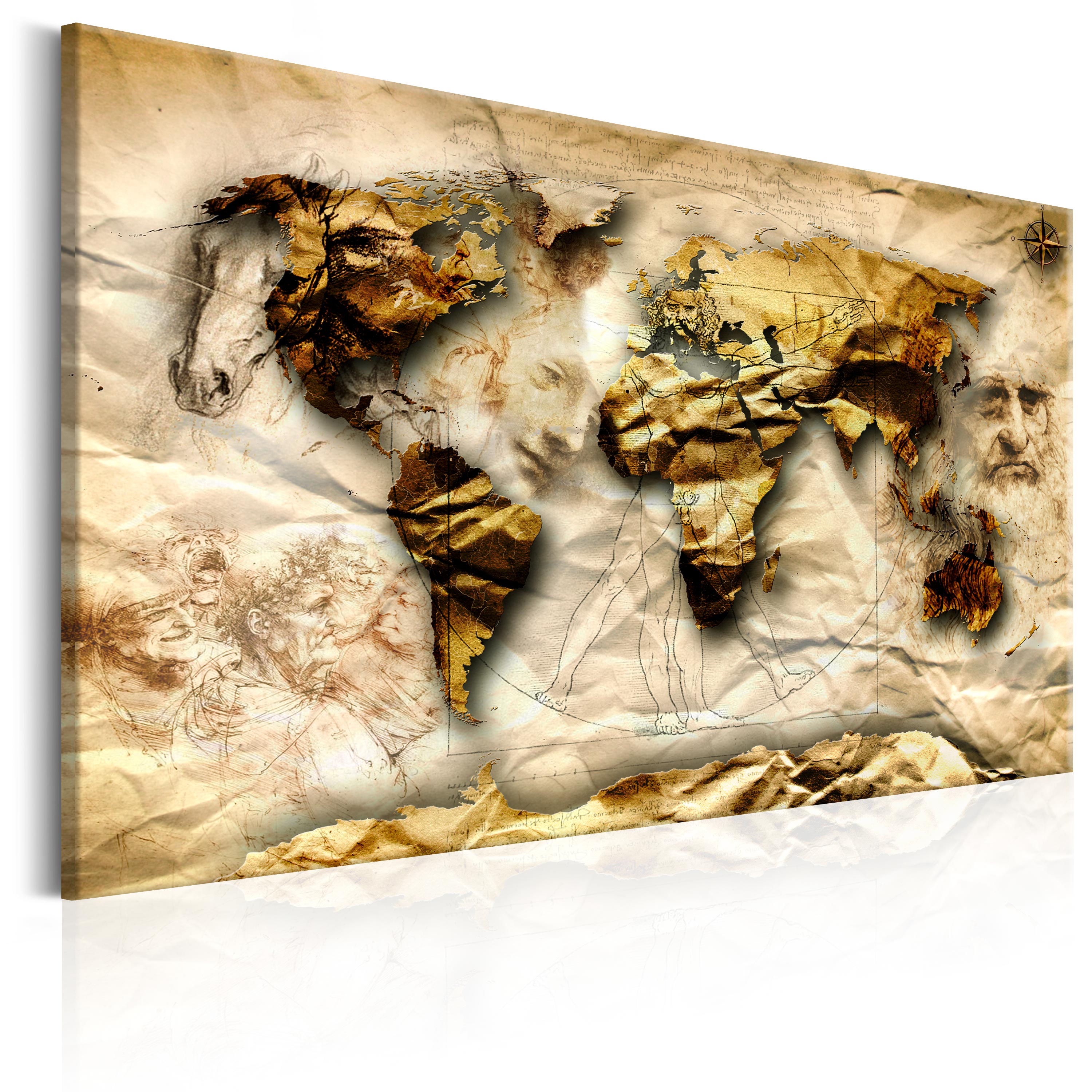 Canvas Print - Map: Leonardo da Vinci inspiration - 60x40