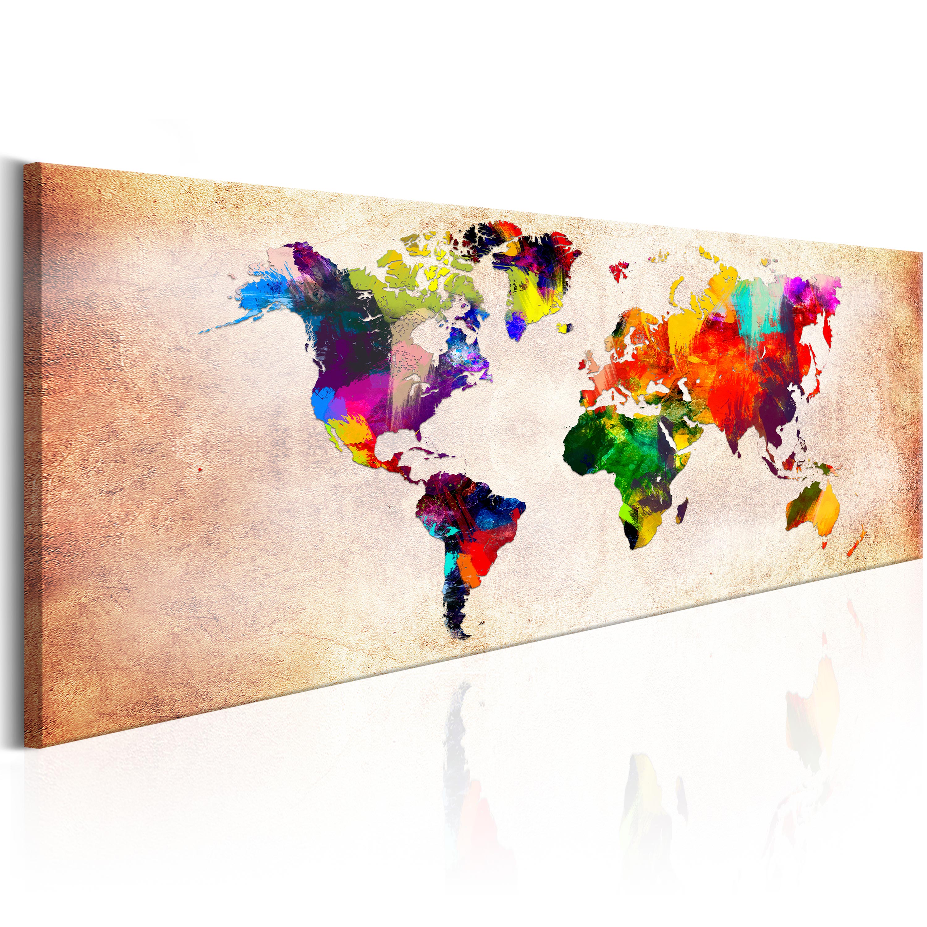 Canvas Print - World Map: Colourful Ramble - 150x50
