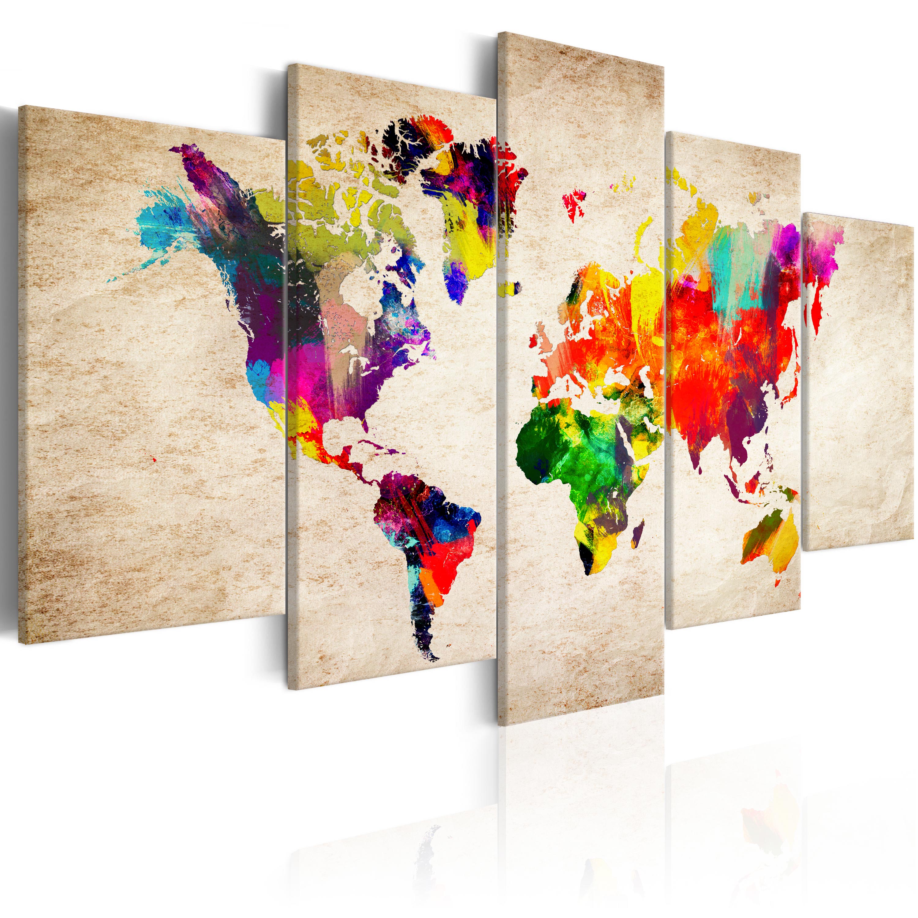 MAPPA DEL MONDO Quadro su Tela TNT Stampe Immagini Murale Quadri k-A-0430-b-m - Picture 14 of 25