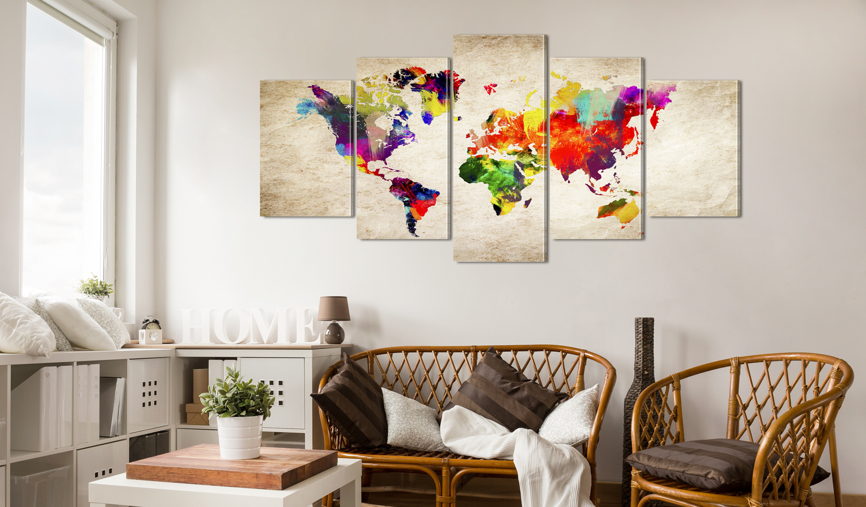 MAPPA DEL MONDO Quadro su Tela TNT Stampe Immagini Murale Quadri k-A-0430-b-m - Picture 15 of 25