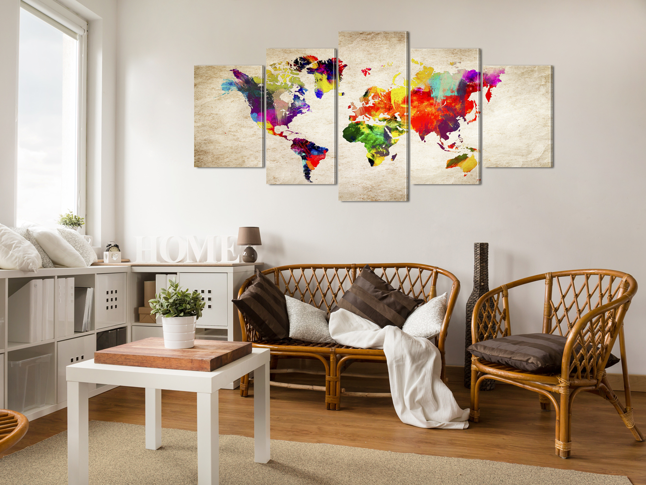 MAPPA DEL MONDO Quadro su Tela TNT Stampe Immagini Murale Quadri k-A-0430-b-m - Picture 17 of 25