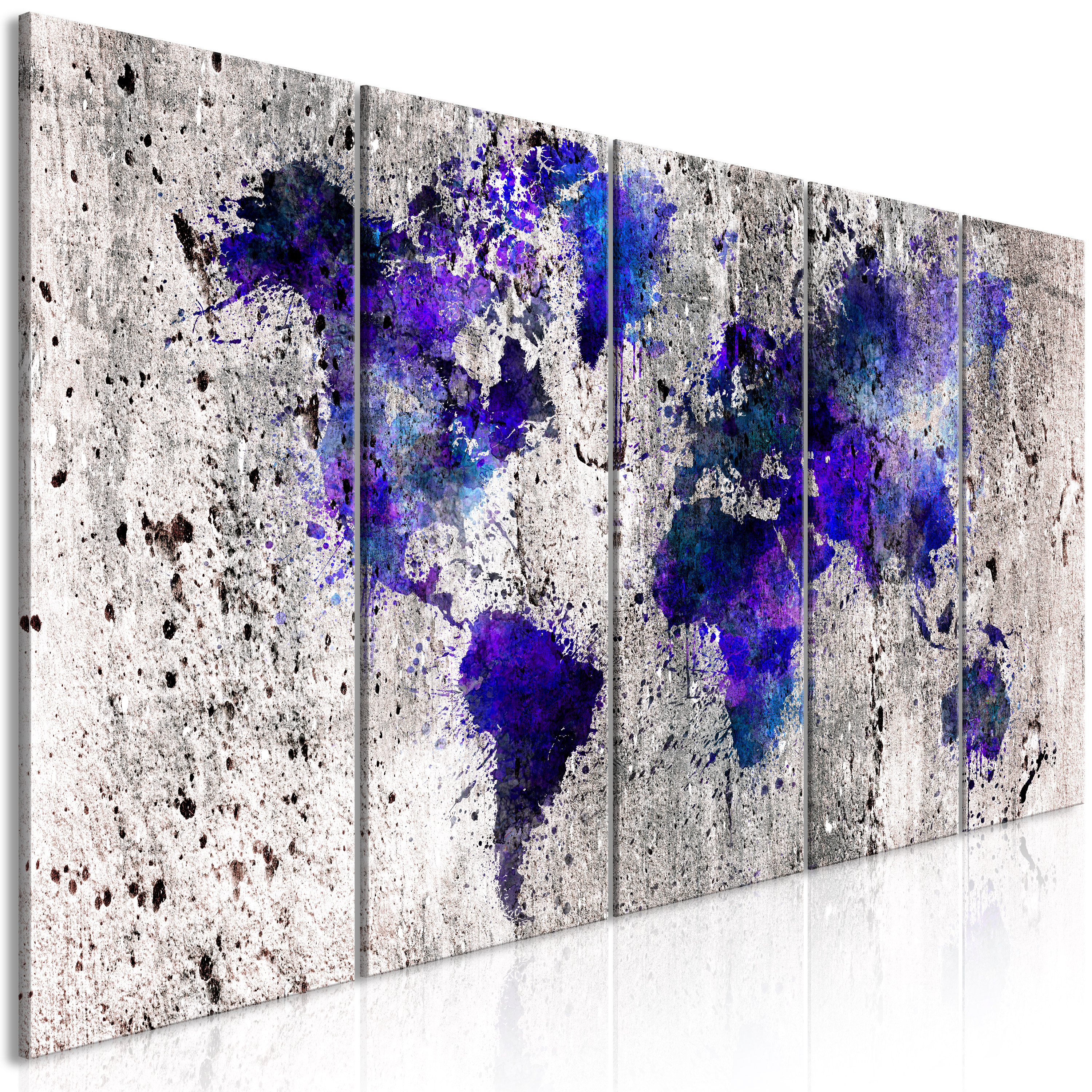 Canvas Print - World Map: Ink Blots (5 Parts) Narrow - 225x90