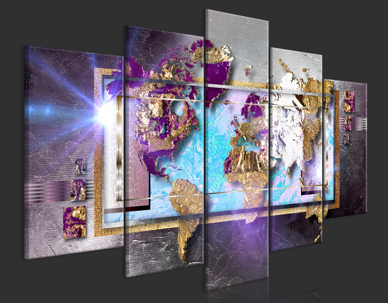 MAPPA DEL MONDO Quadro su Tela TNT Stampe Immagini Murale Quadri k-A-0430-b-m - Picture 22 of 25