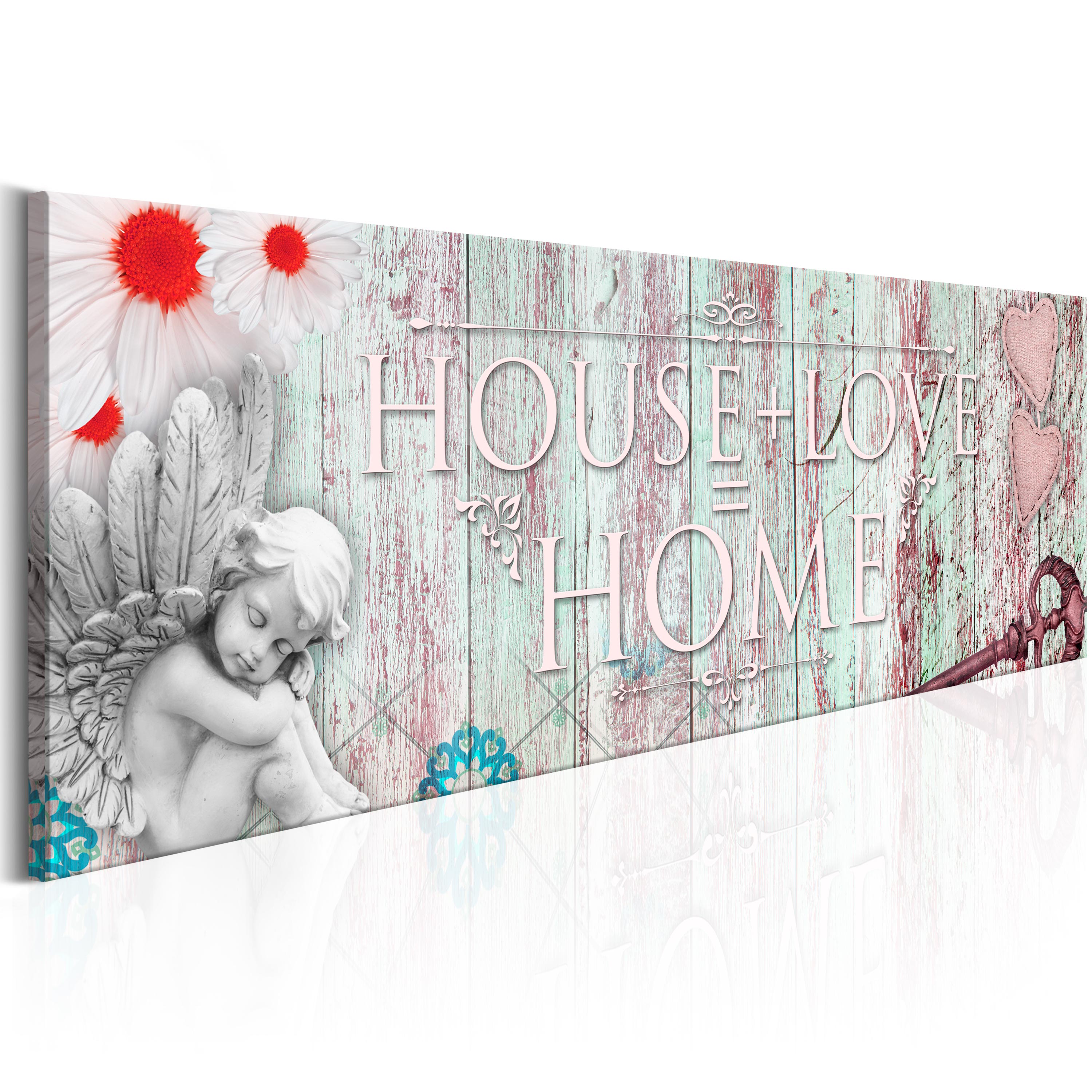 Canvas Print - Home: House + Love - 120x40