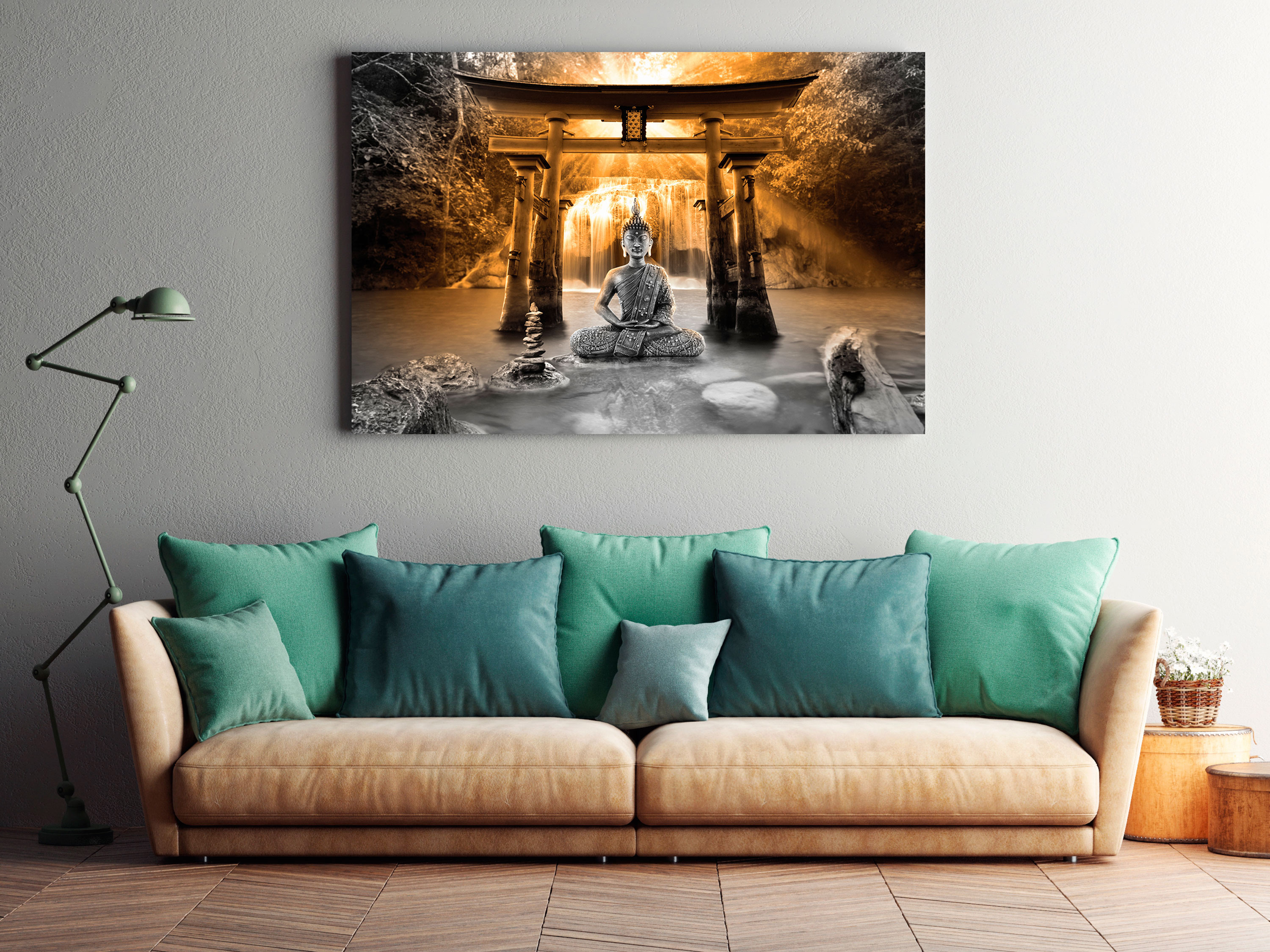 WANDBILDER XXL BILDER Buddha Wasserfall VLIES LEINWAND BILD KUNSTDRUCK 503555P 