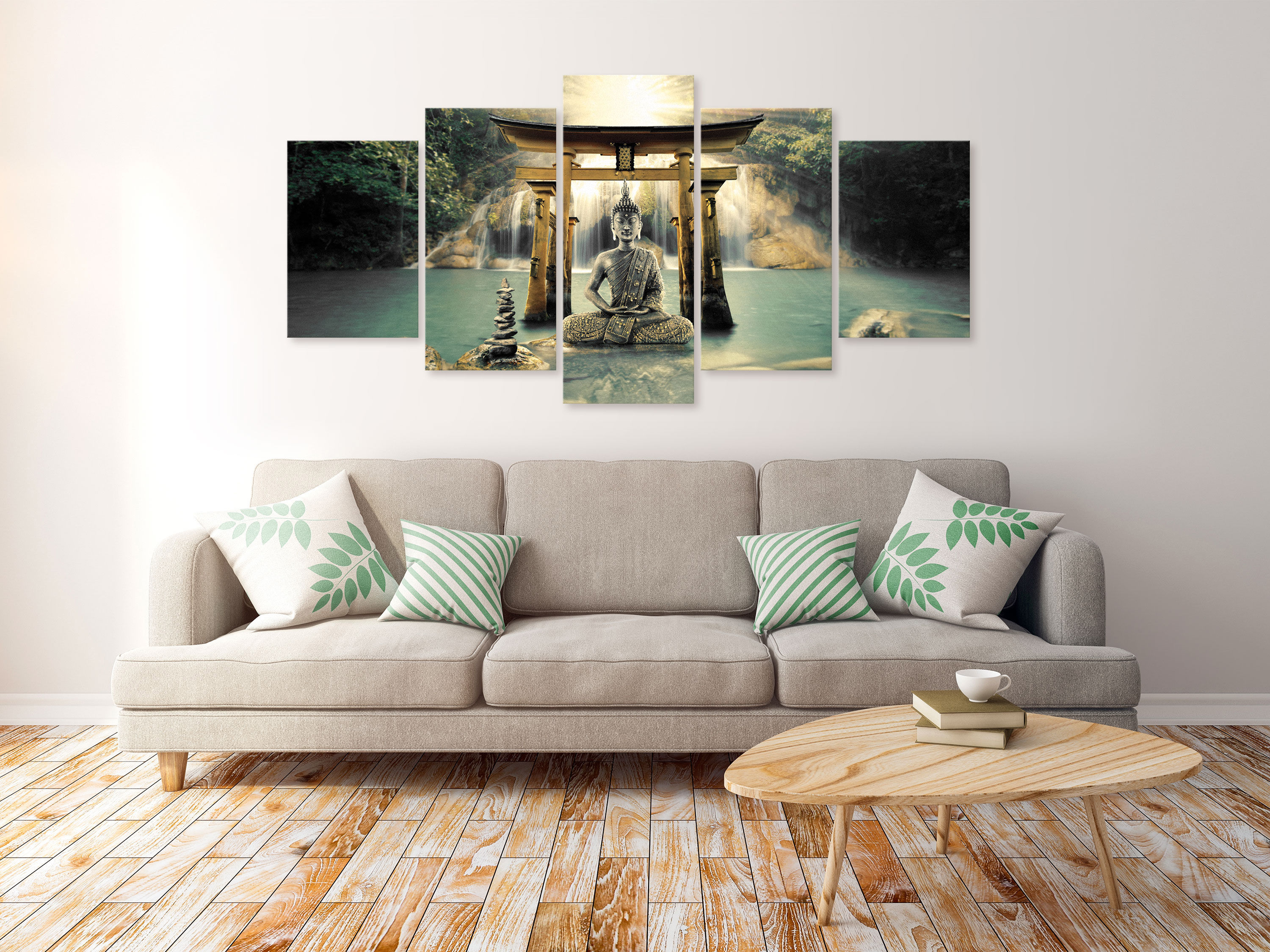 WANDBILDER XXL BILDER Buddha Wasserfall VLIES LEINWAND BILD KUNSTDRUCK 503555P 