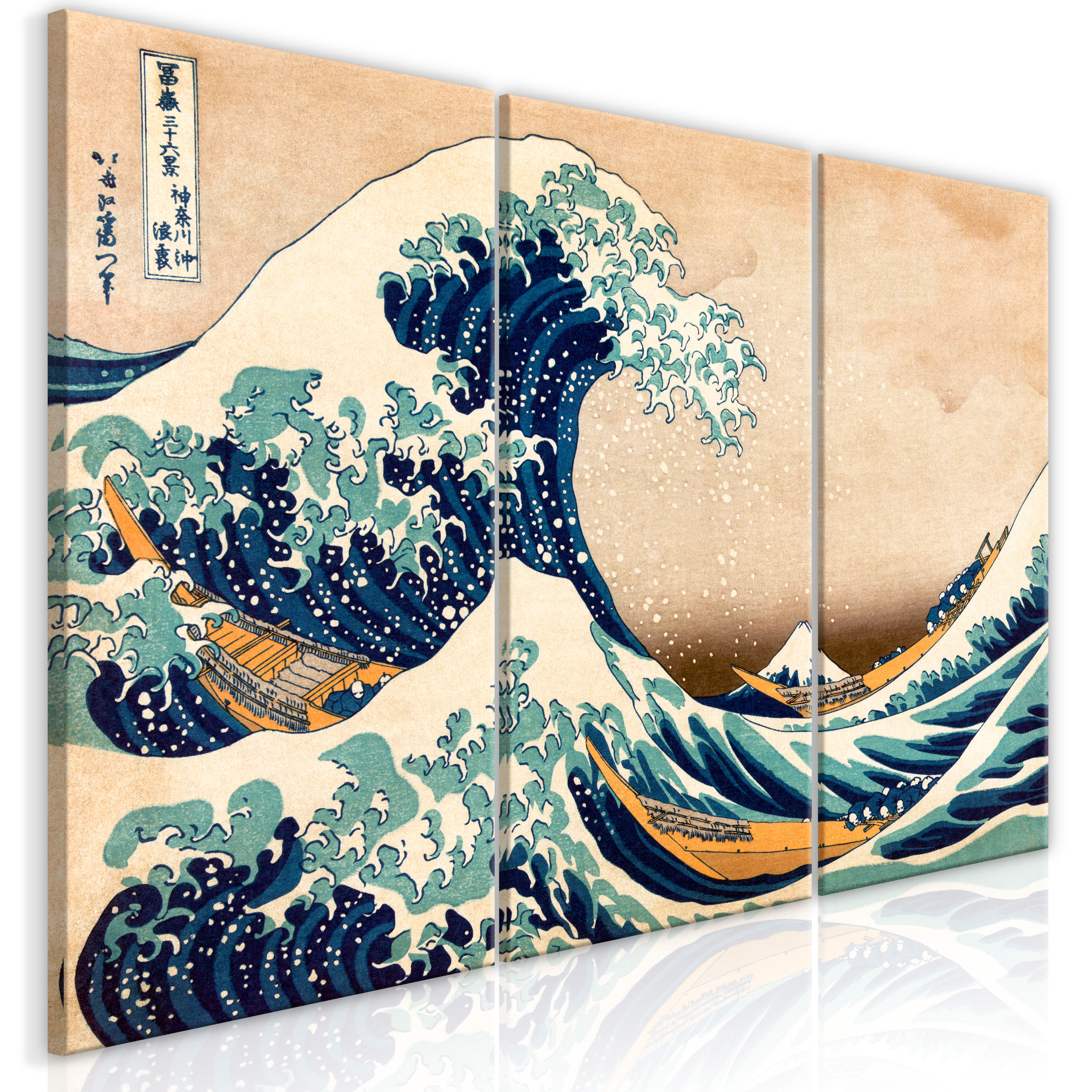 Canvas Print - The Great Wave off Kanagawa (3 Parts) - 60x30