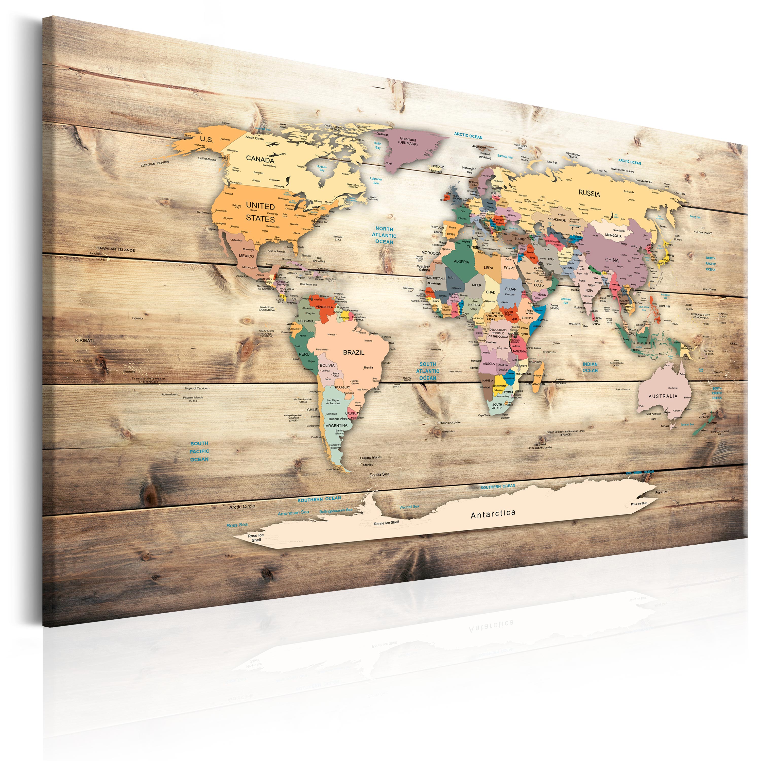 Mappa del mondo per il fissaggio puntine Quadro su tela Decorativo  k-B-0048-v-e