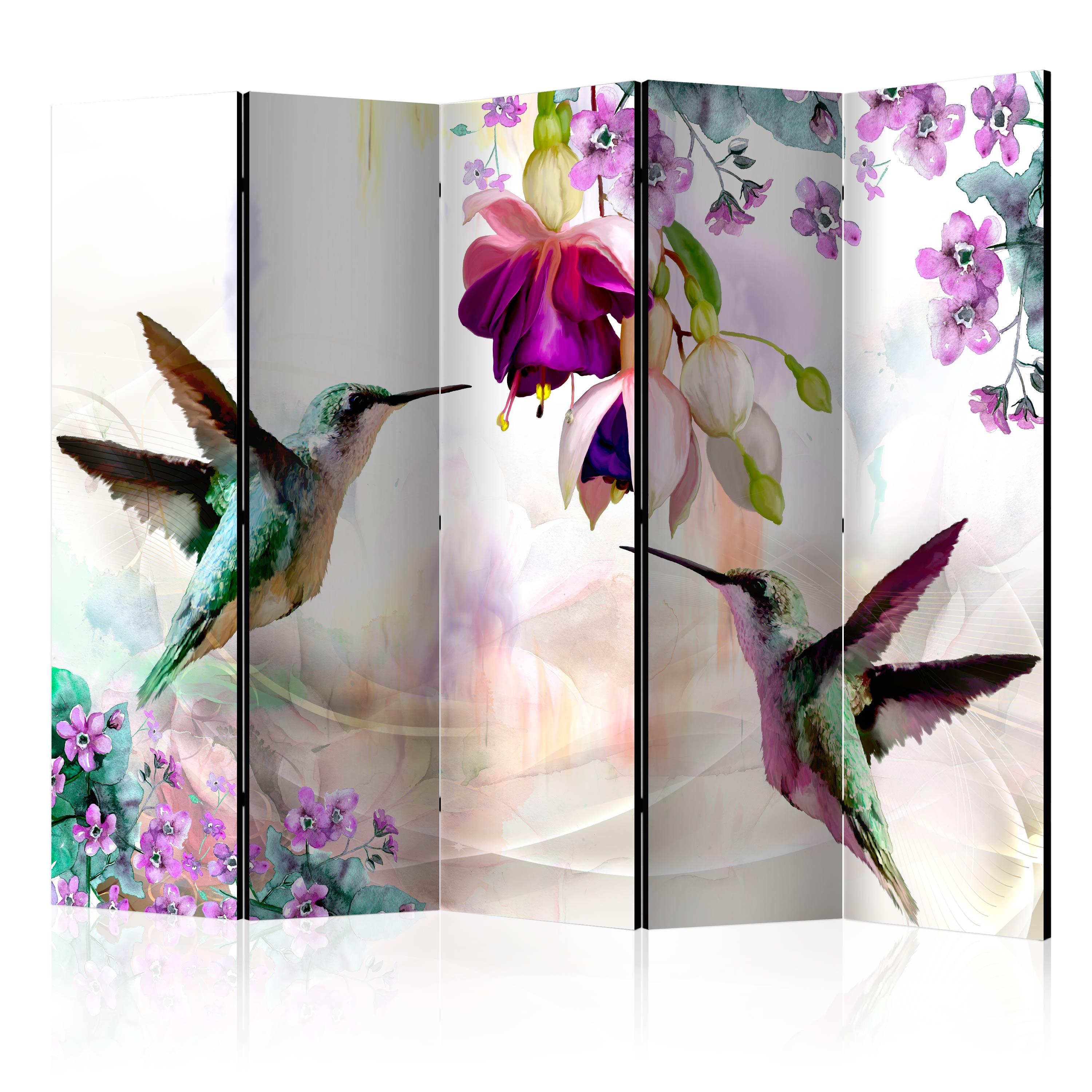 Deko Paravent Raumteiler Trennwand Spanische Wand Kolibri Vogel Blumen 2 Formate