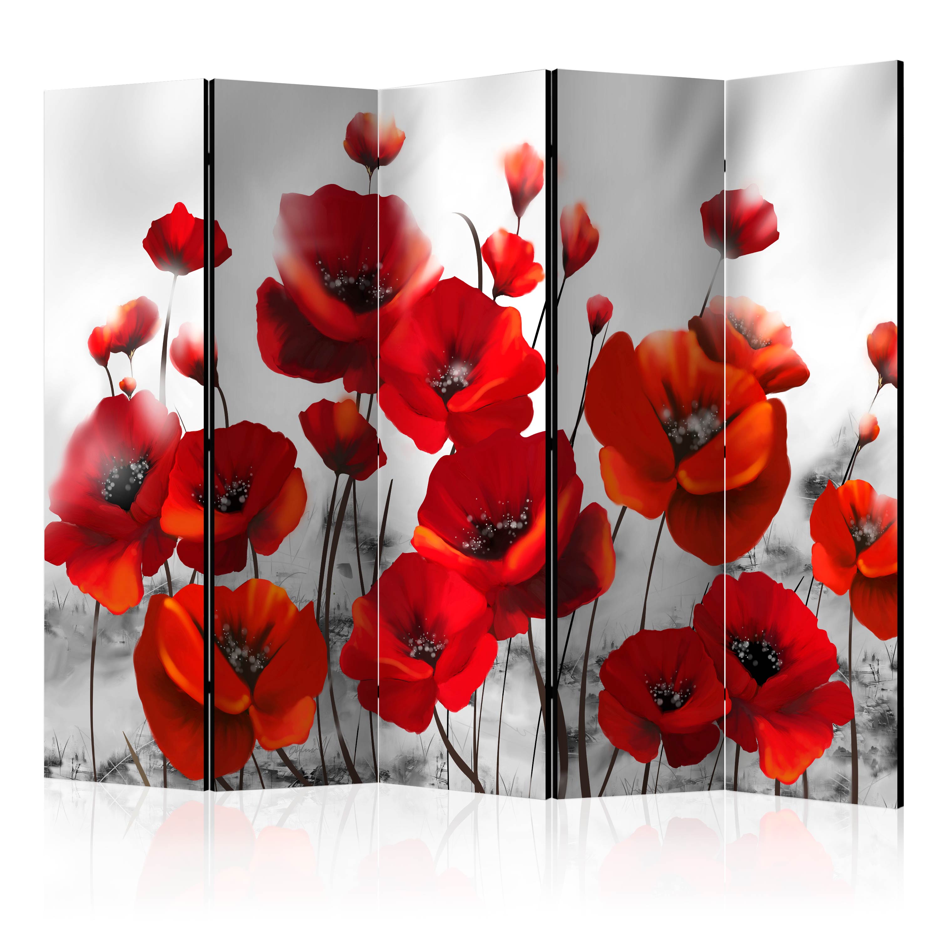 Room Divider - Poppies in the Moonlight II [Room Dividers] - 225x172