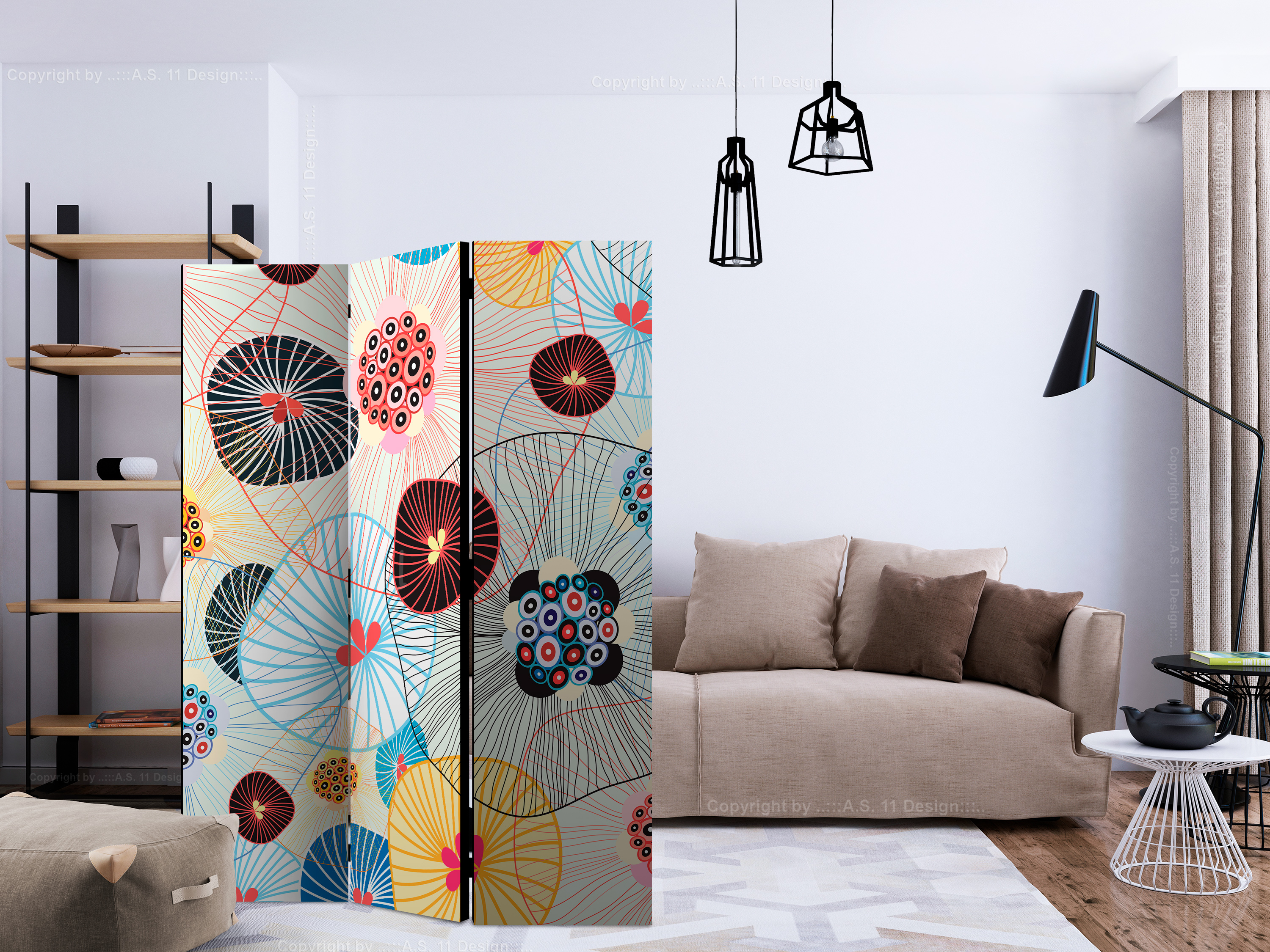 Deko Paravent Raumteiler Trennwand Spanische Wand Sichtschutz c-B-0421-z-c 
