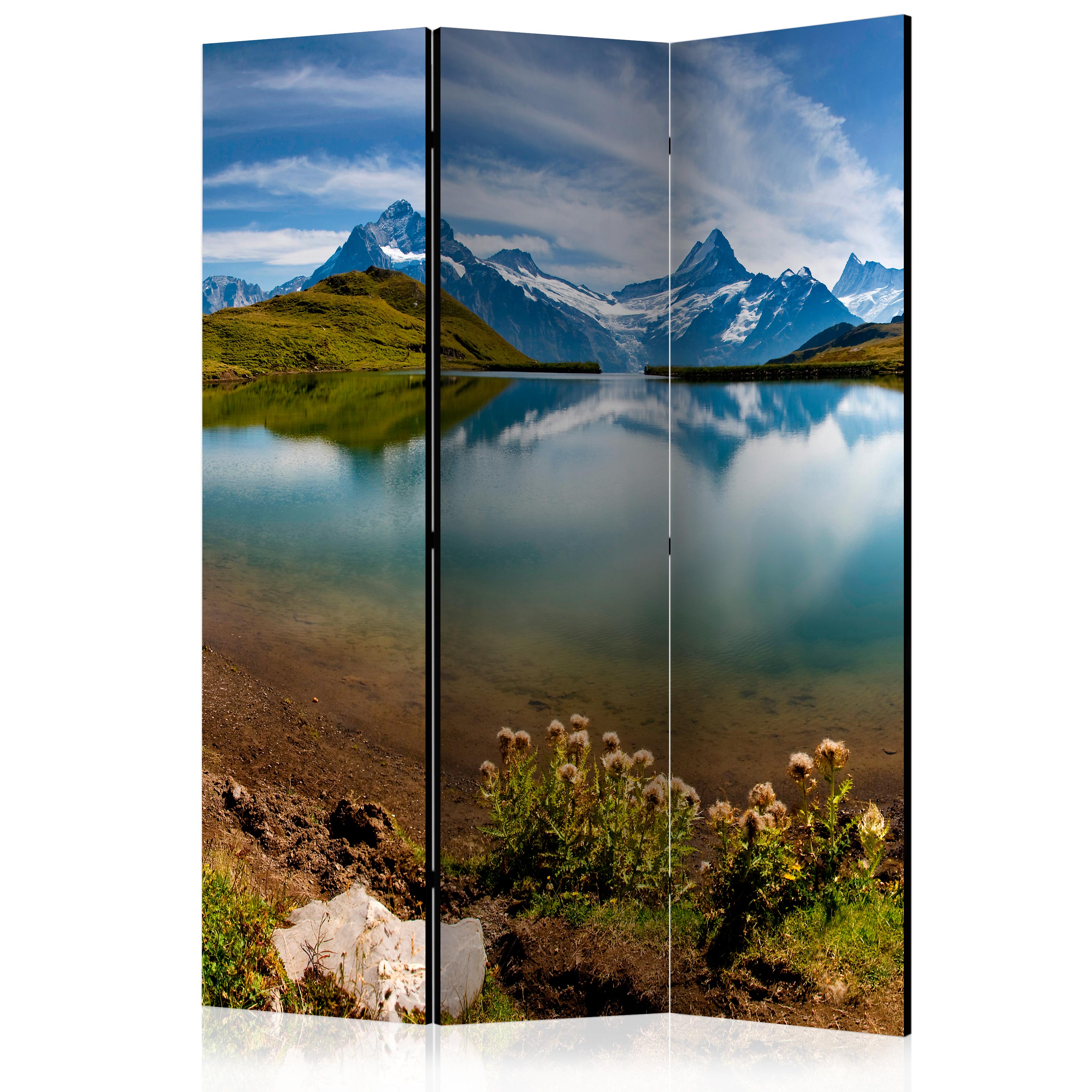 Room Divider - Lake with mountain reflection, Switzerland [Room Dividers] - 135x172