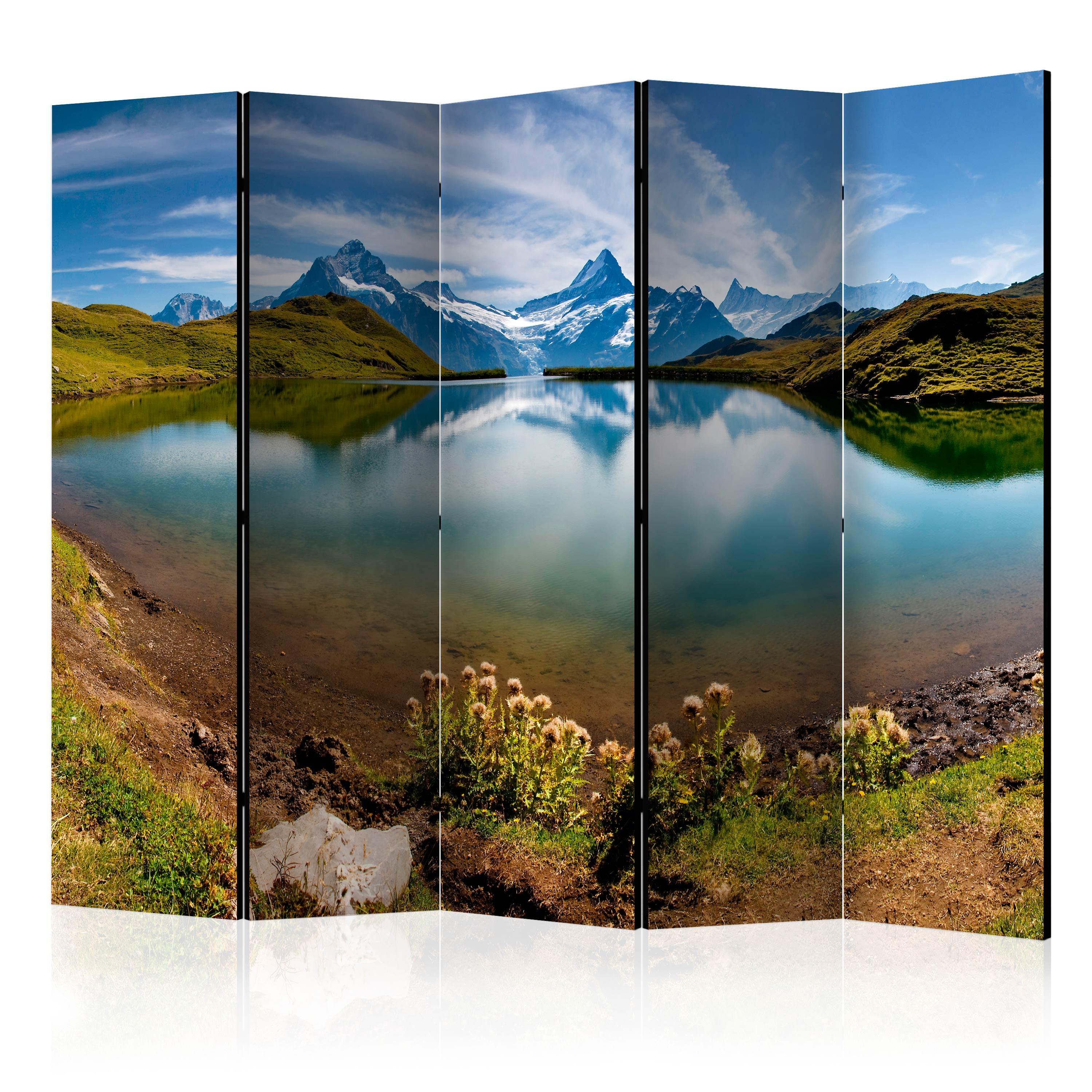 Room Divider - Lake with mountain reflection, Switzerland II [Room Dividers] - 225x172
