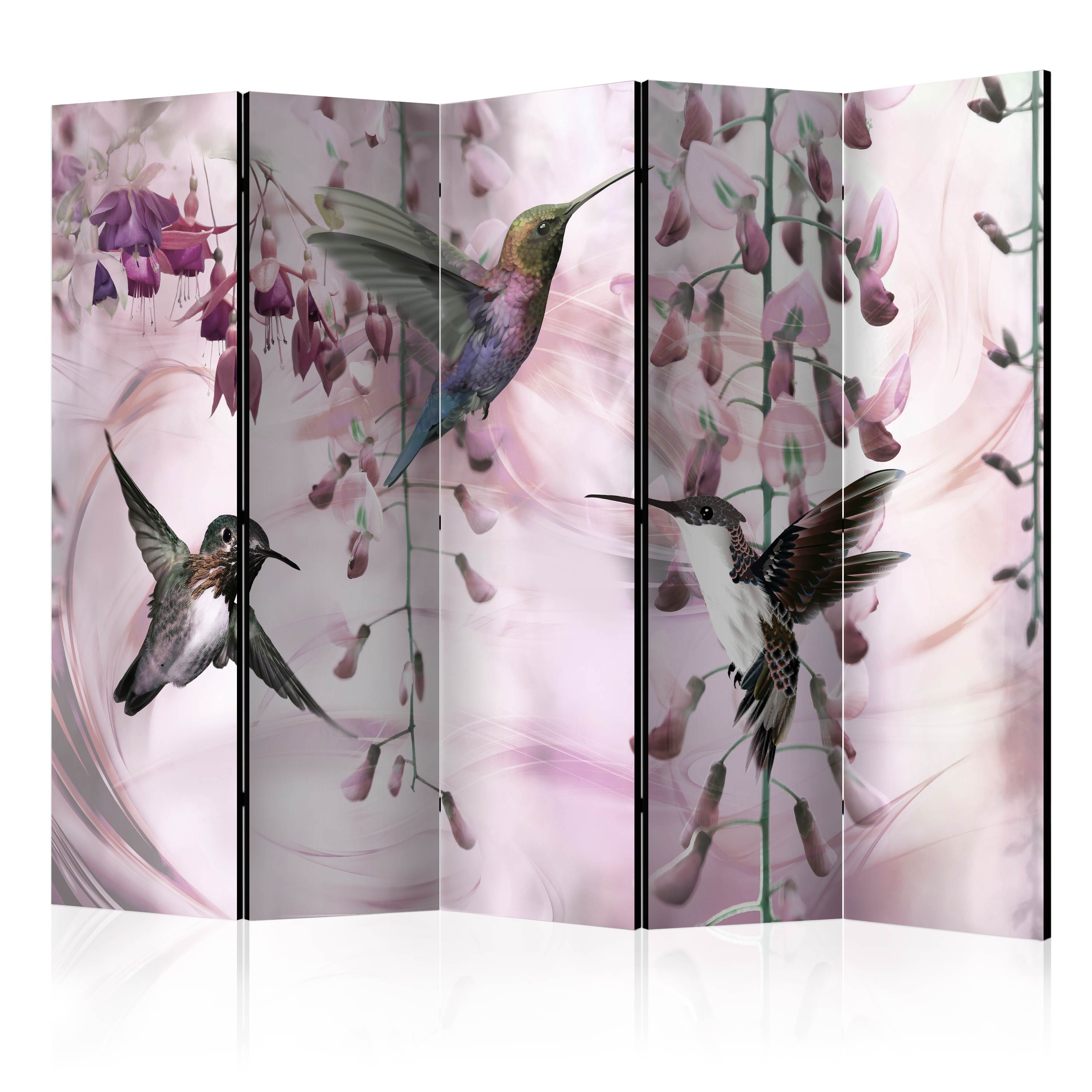 Room Divider - Flying Hummingbirds (Pink) II [Room Dividers] - 225x172