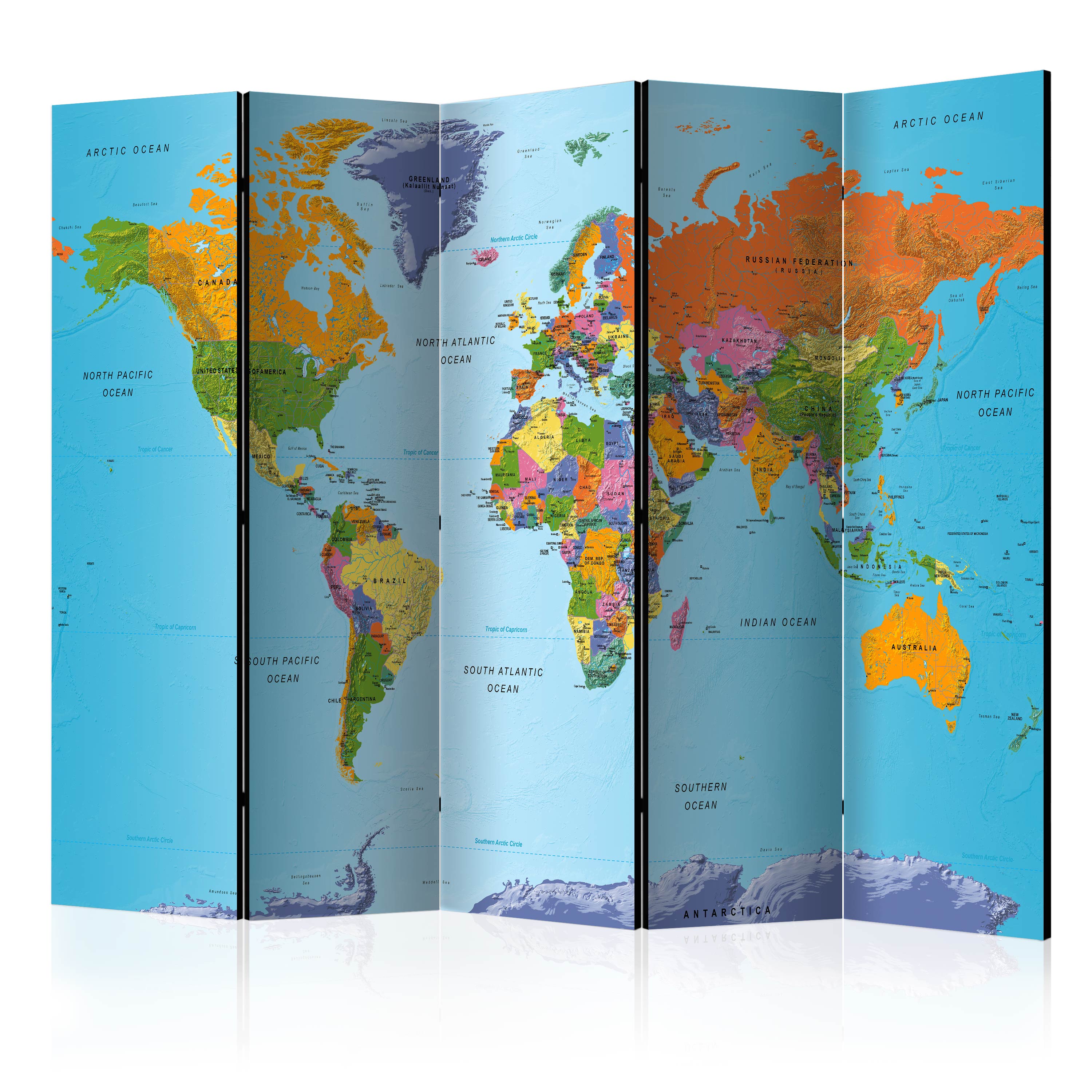 DECORATIVE PHOTO FOLDING SCREEN WALL ROOM DIVIDER WORLD MAP TRAVEL kA