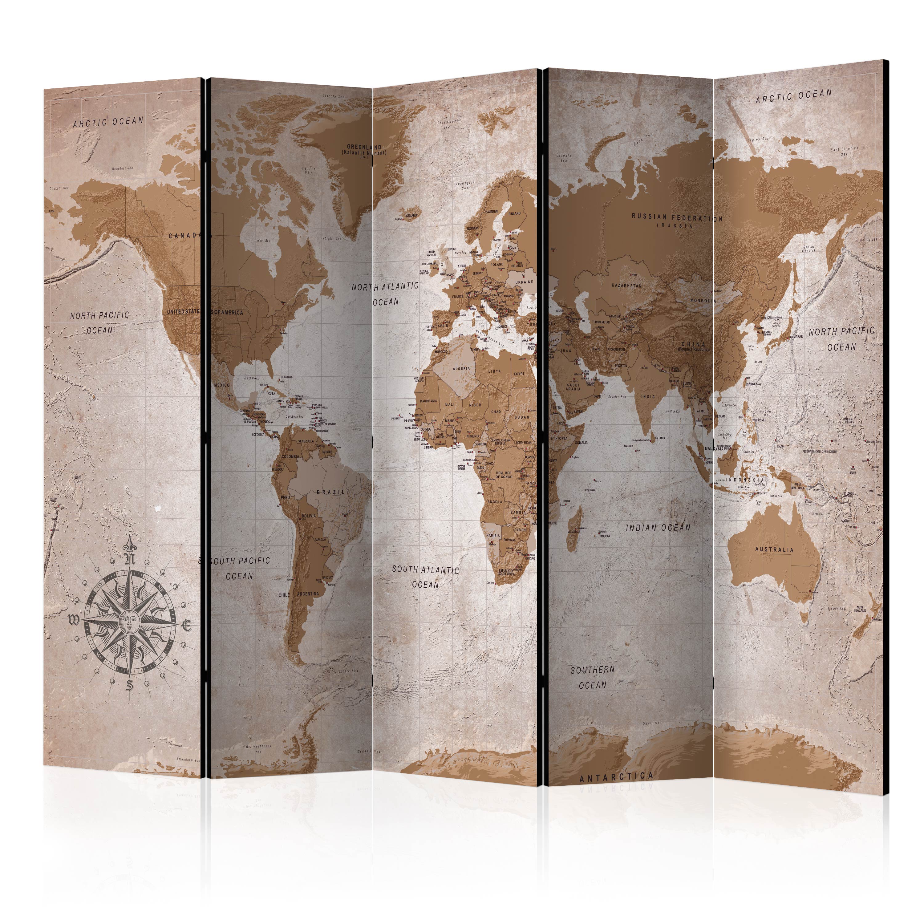 DECORATIVE PHOTO FOLDING SCREEN WALL ROOM DIVIDER WORLD MAP TRAVEL kA