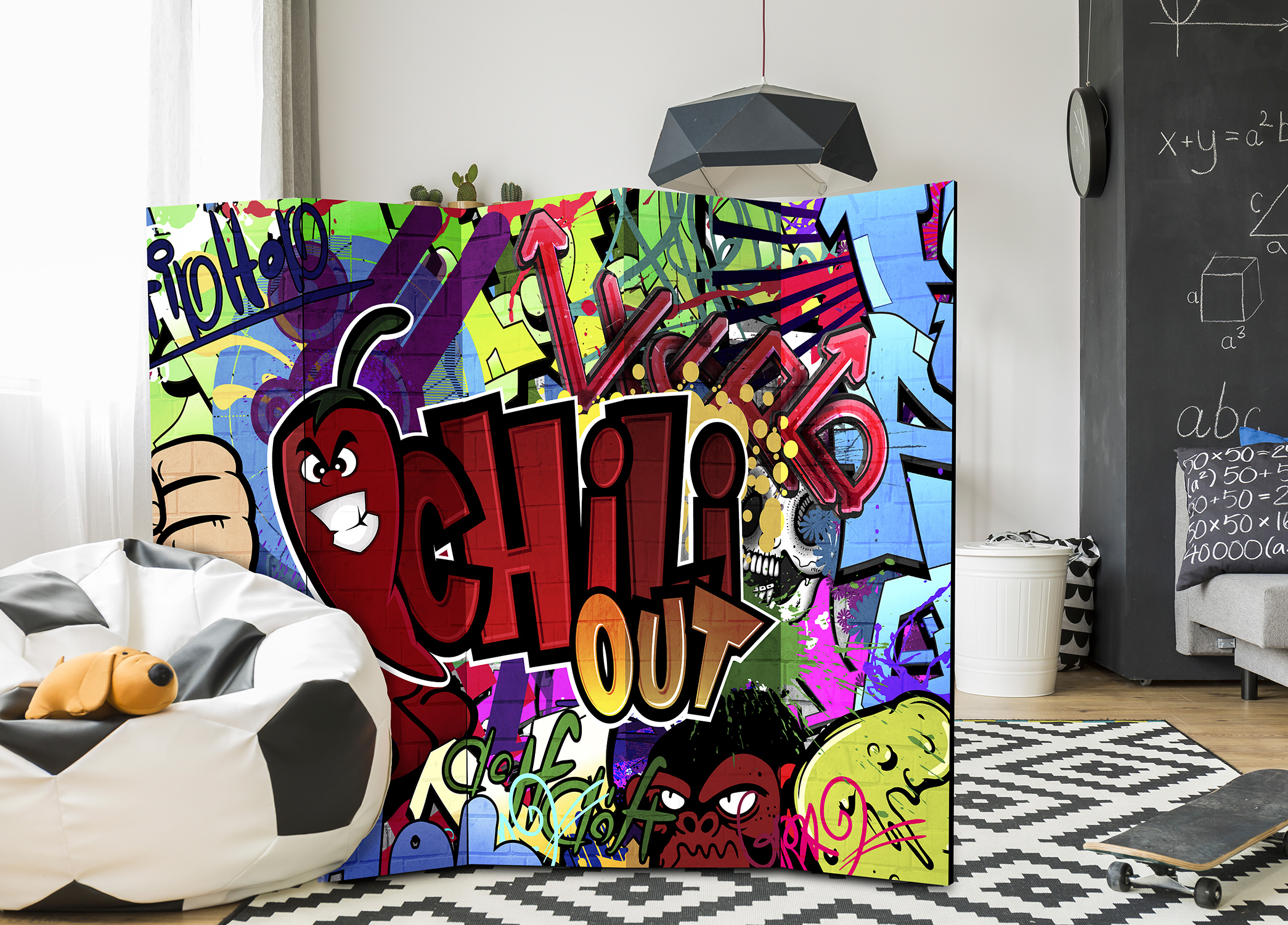 DEKO PARAVENT RAUMTEILER TRENNWAND FOTO GRAFFITI BETON STREETART 10 Varianten!